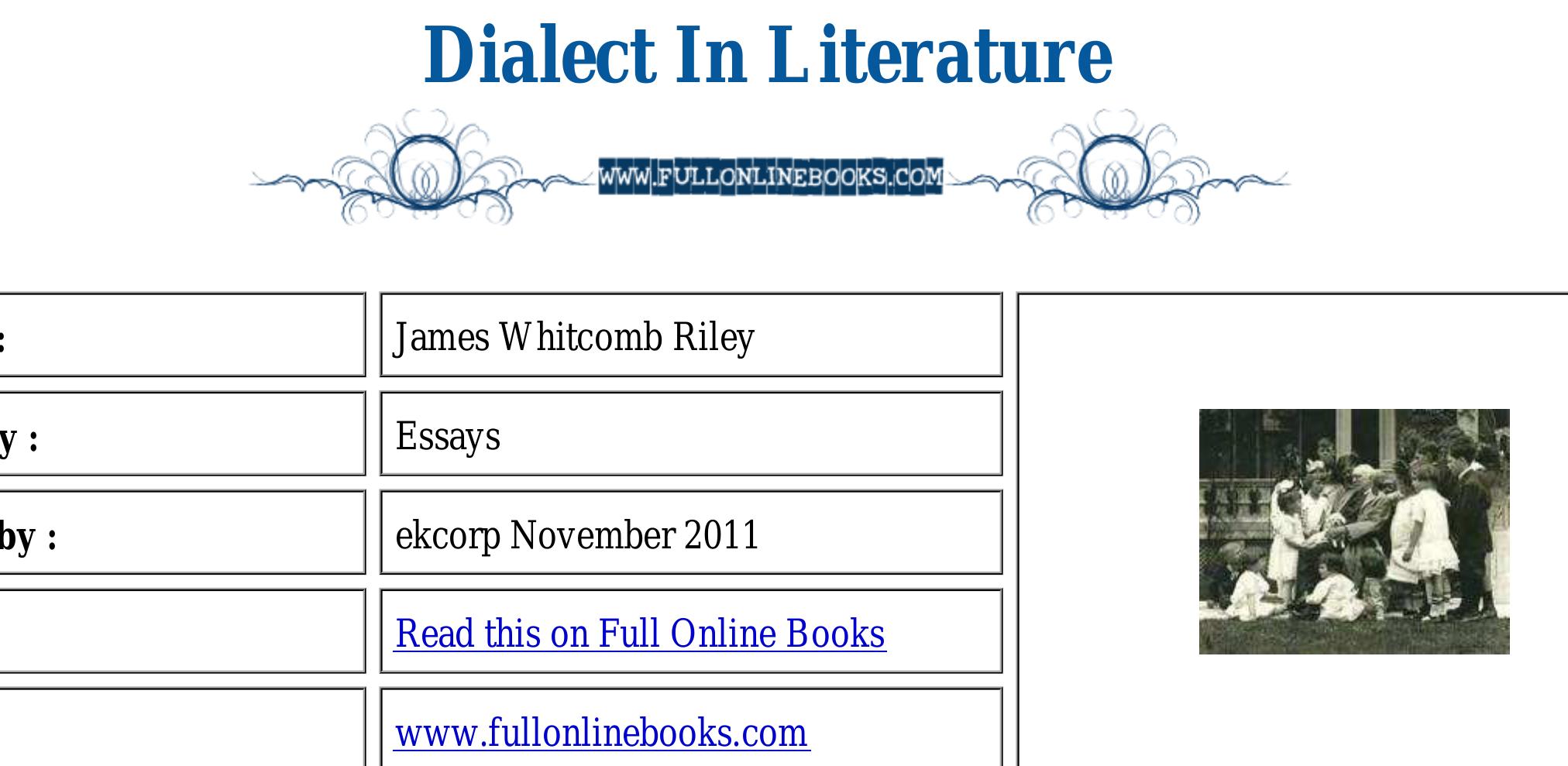 (PDF) Dialect in Literature