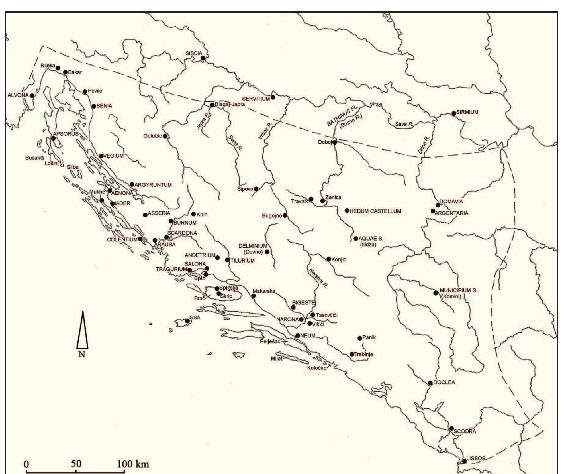 Kristina GLICKSMAN INTERNAL AND EXTERNAL TRADE IN THE ROMAN PROVINCE OF DALMATIA  Figure 1. The Roman province of Dalmatia with locations mentio ned in the text (K. Glicksman). 
