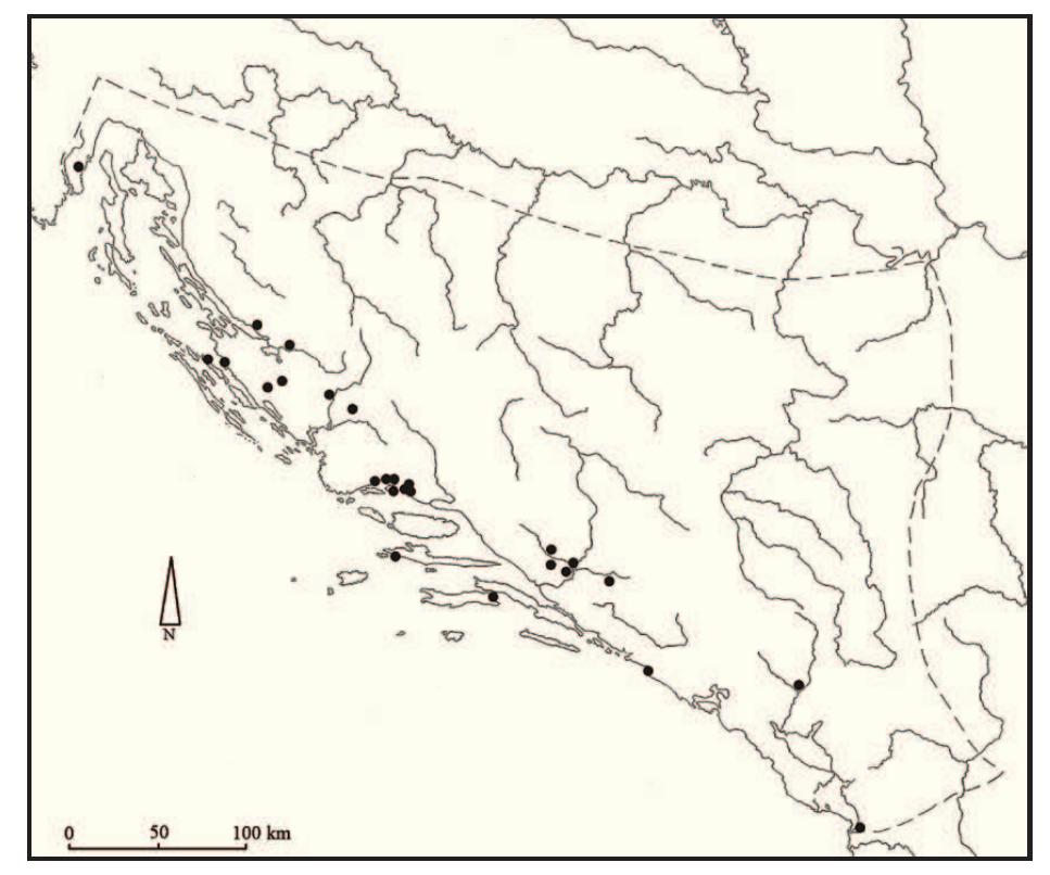 Figure 3. Findspots of tegulae from the Q. Clodius Ambrosius workshop (by K. Glicksman, based on Slapsak 1974; Skegro 1991) 