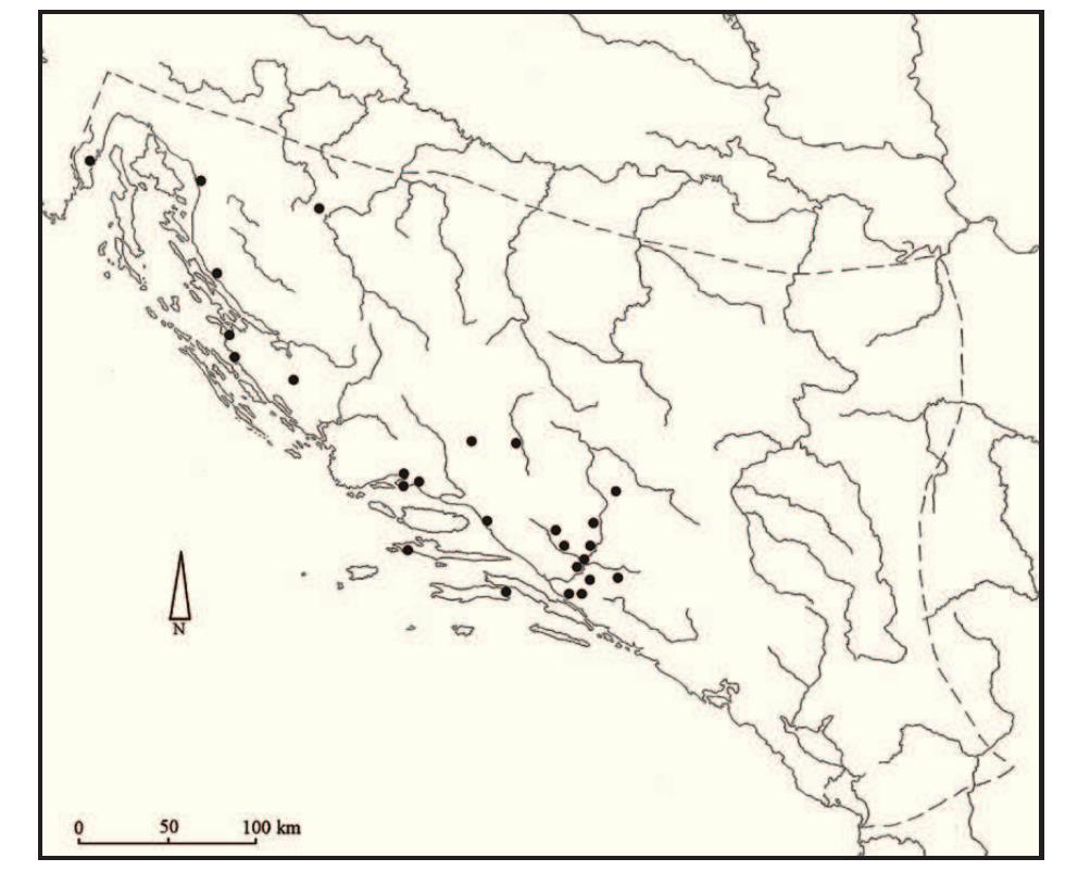 Figure S. Findspots of tegulae from private north Italian figlinae (by K. Glicksman, based on Matijasi¢é 1987; Bojanovski 1980; Skegro 1991). 