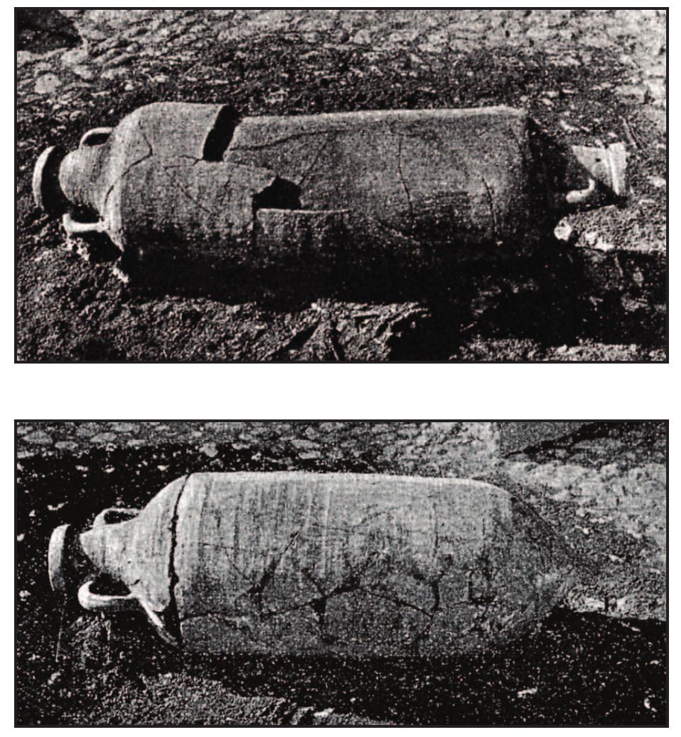 Figure 13. Two child amphora graves from Narona (from Patsch 1907: 18-19, figs. 9-10).  Figure 12. Amphora grave from Salona (from Dyggve 1928: 144, fig. 146). 