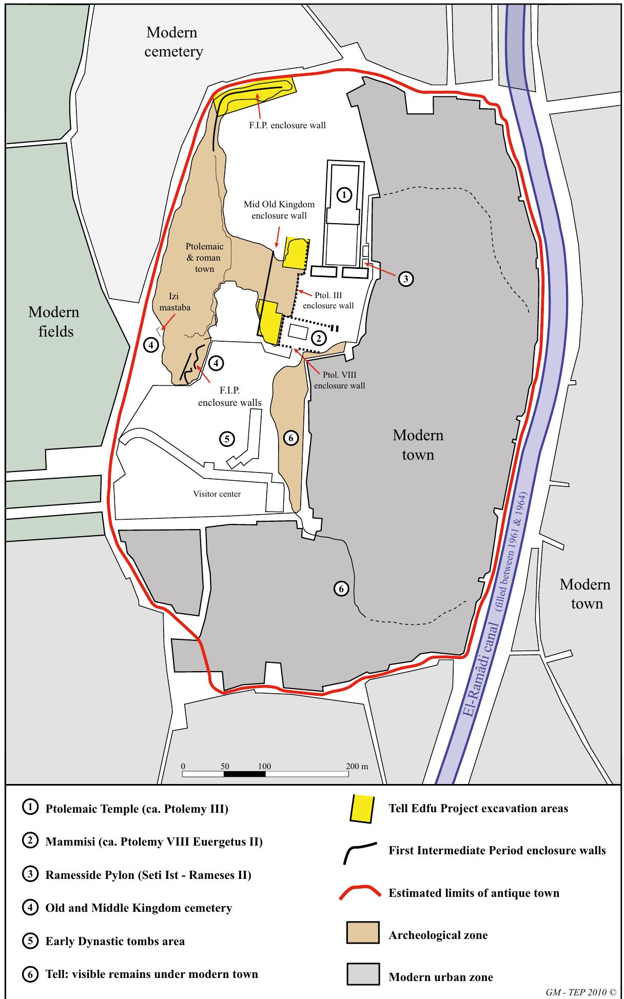 Fig. 1 General plan of Tell Edfu  Together with the examples from Tell Edfu, these new discoveries are one of the rare occasions where the name of Khayan is associated with reli-  able archaeological data. At Tell Edfu, these seal- ings were found together with more than a thou- sand other clay sealings within different zones of 