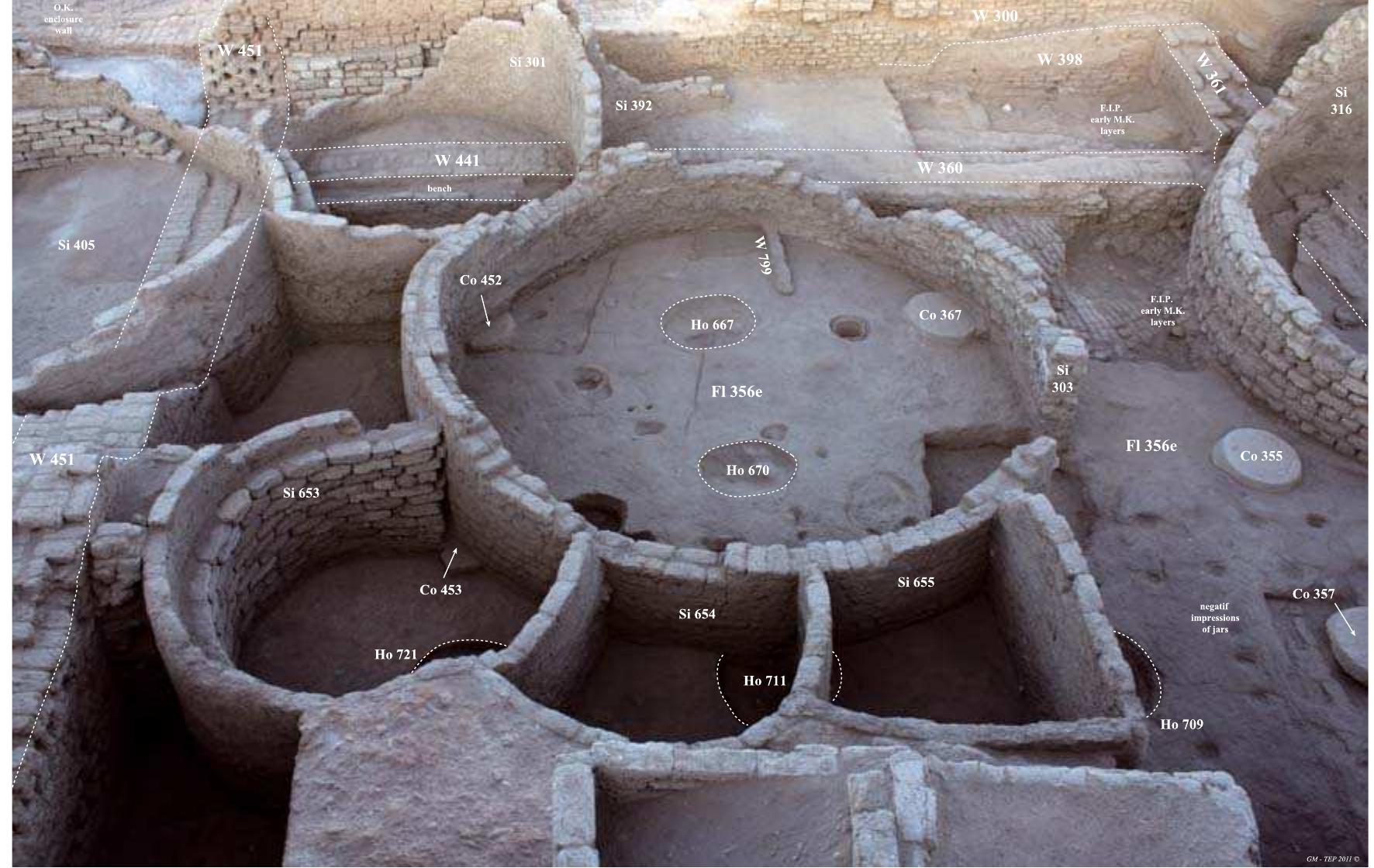 Fig. 4 West view of southern columned hall floor with column bases in situ 