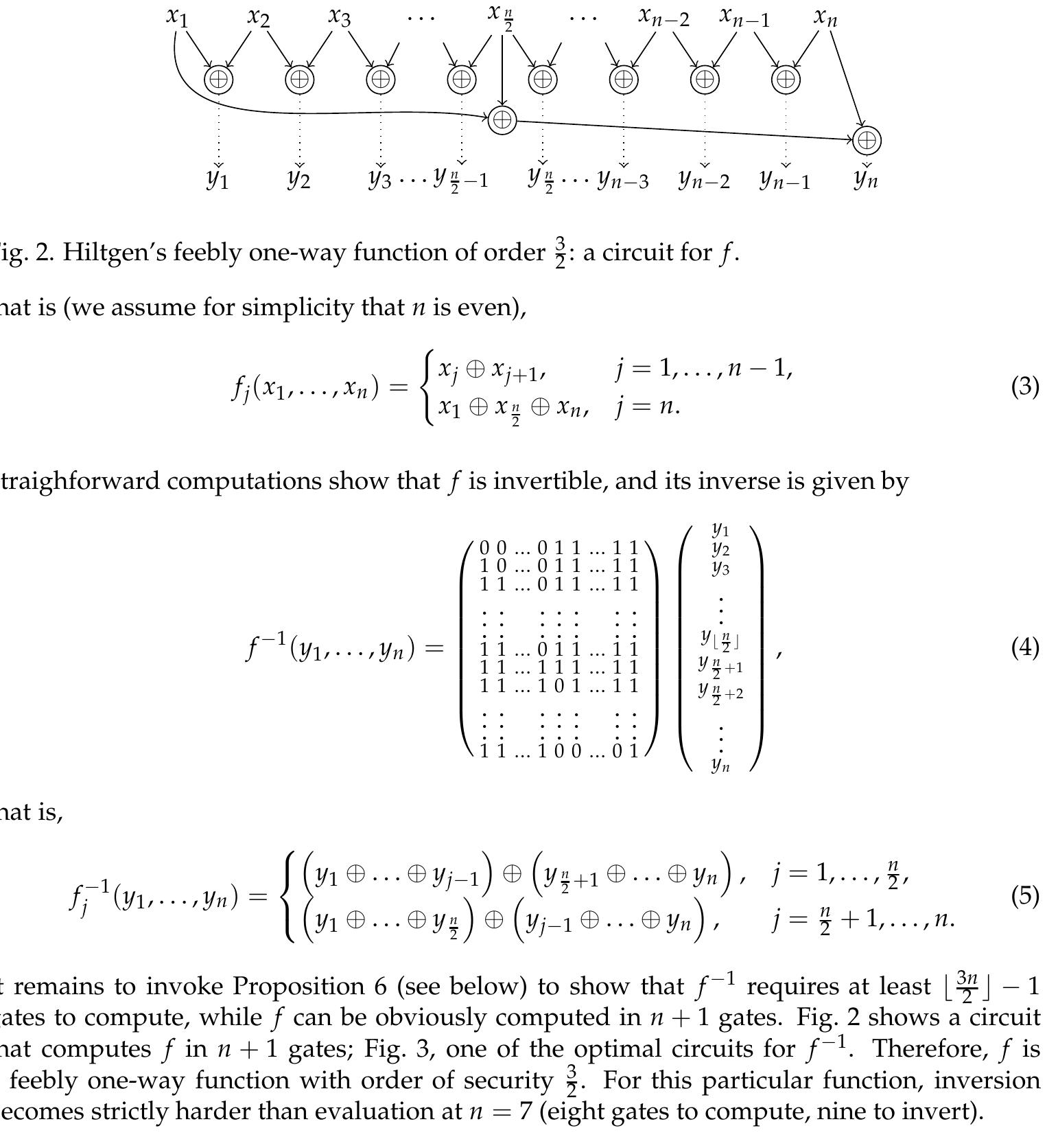 2.3 Feebly trapdoor candidates  Provably Secure Cryptographic Constructions  In the context of feebly secure primitives, we have to give a more detailed definition of a trapdoor function than the regular cryptographic definition (Goldreich, 2001): since we are interested in constants here, we must pay attention to all the details. The following definition does not say anything about the complexity and hardness of inversion, but merely sets up the dimensions. 