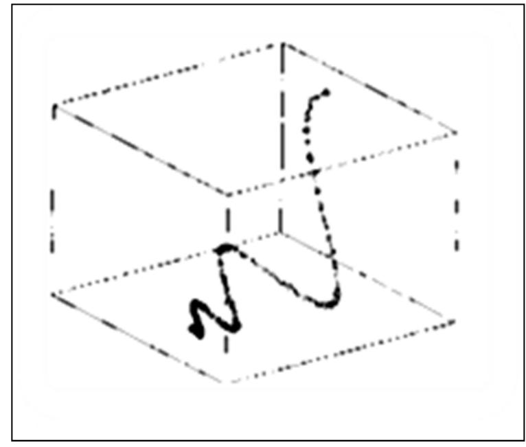 Stage Four  This stage eliminates all the pixels drawn out of the cube due to the isolation of the moving Lagrange curve. The deleting process aims to remove all the pixels outside the 3D shape, and this is implicitly implemented in the algorithm which computes pixels and tests whether their coordinates are outside the boundaries of the 3D coordinates. 