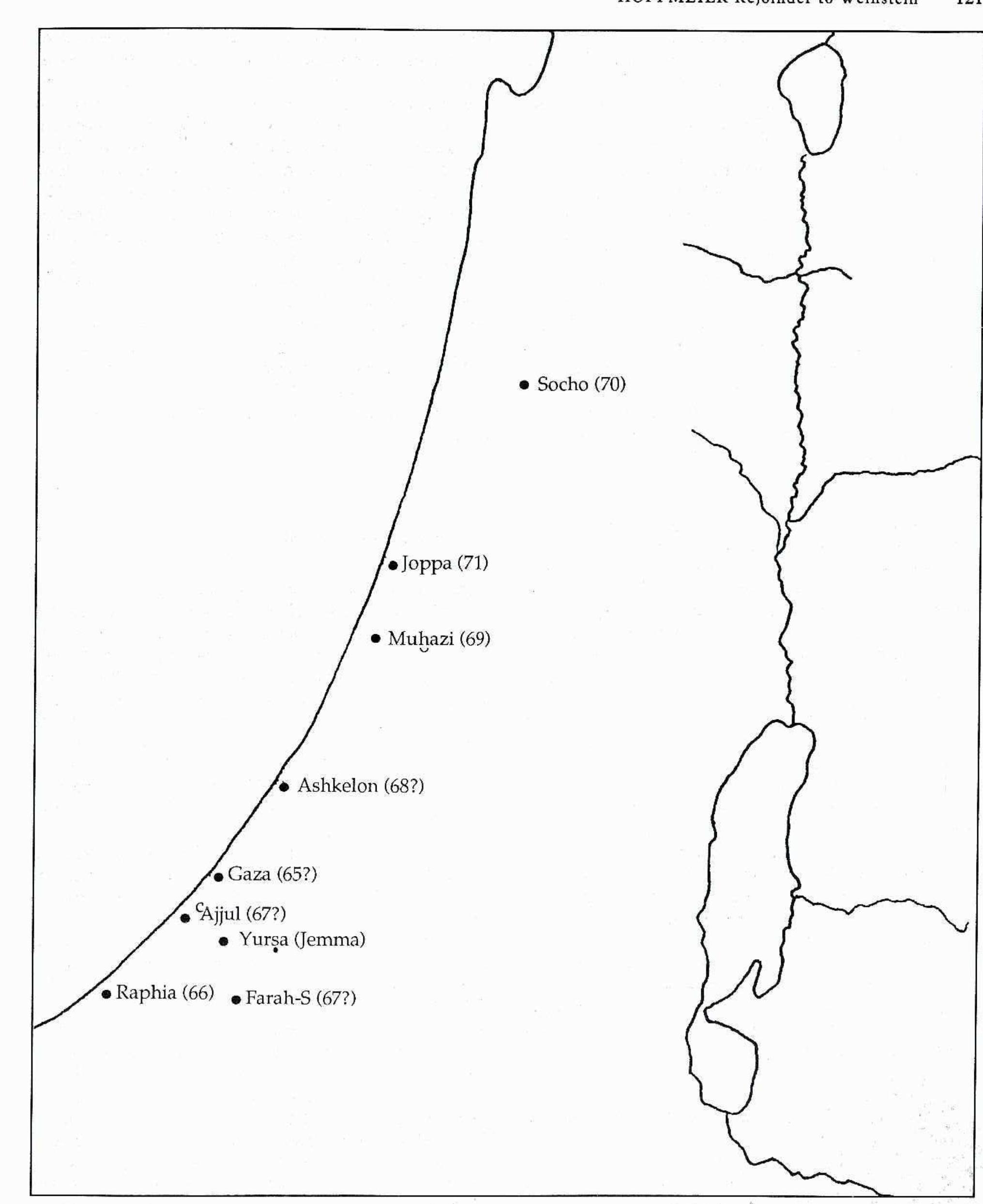 Map of palestine showing location of toponyms 65-71 from