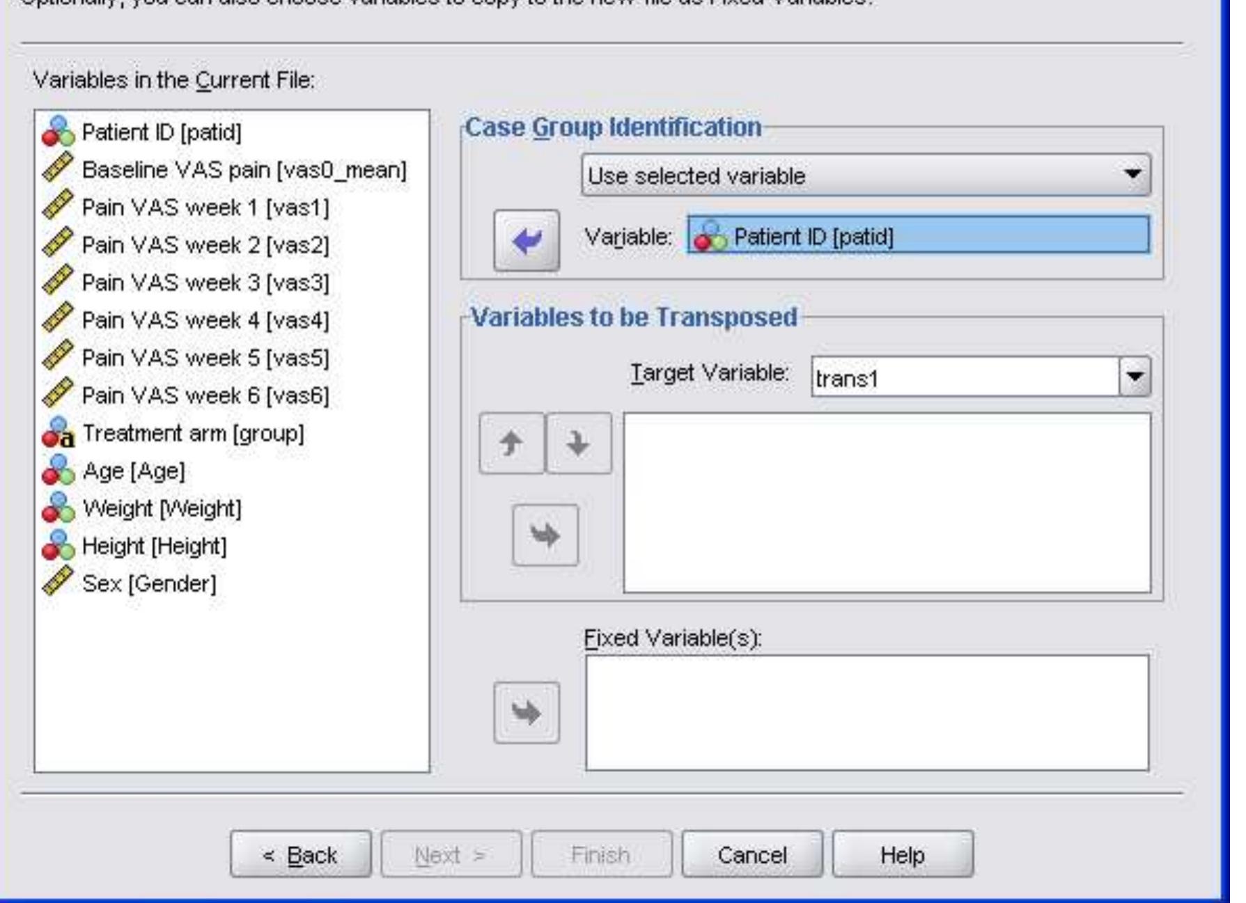 For each yariable group you have in the current data the