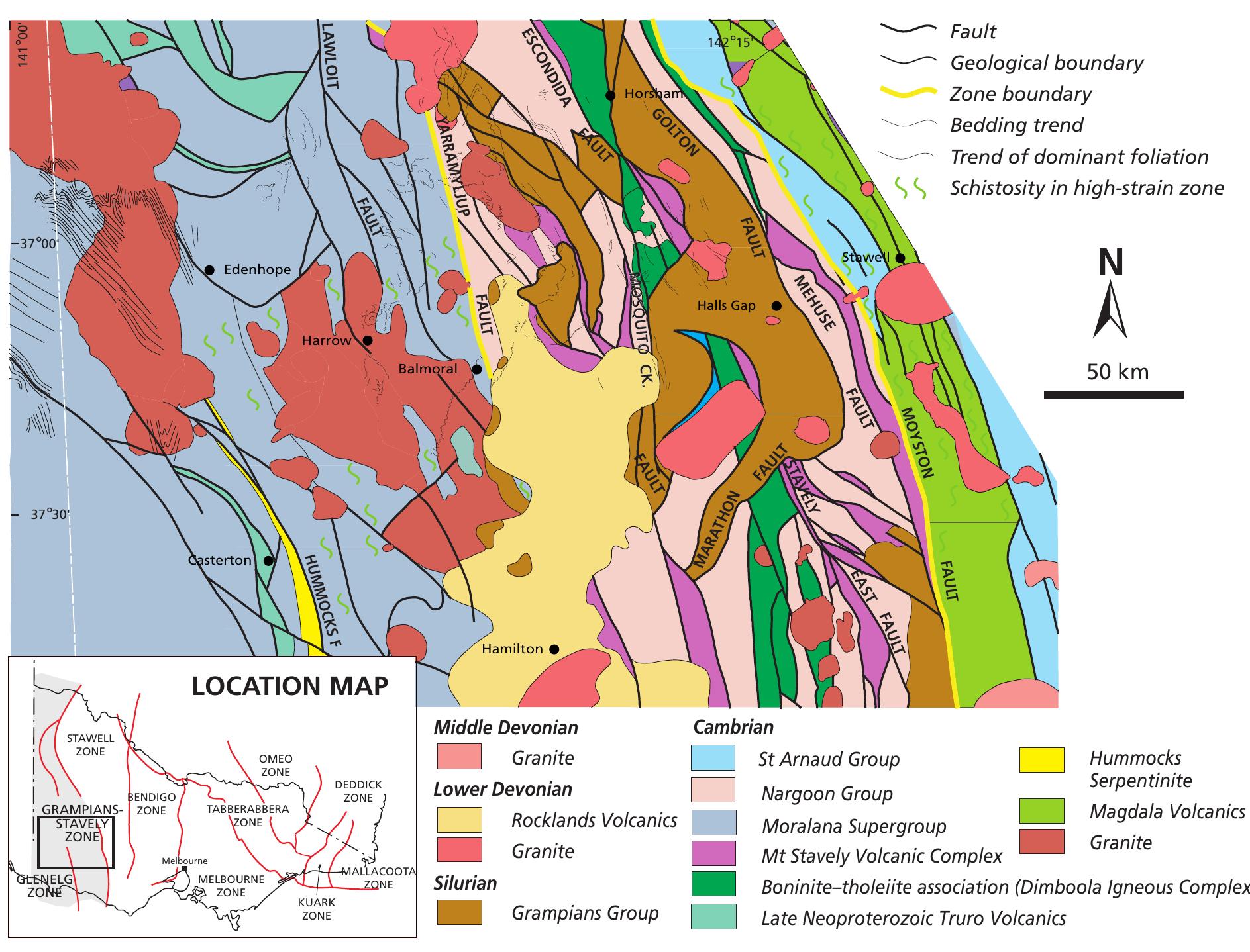 3: regional geological map of the grampians area showing the