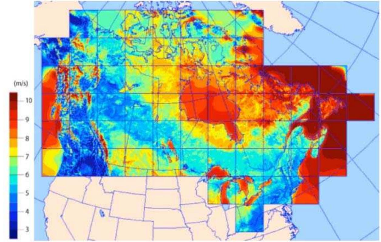 - average annual wind speed at 80 m above ground level.