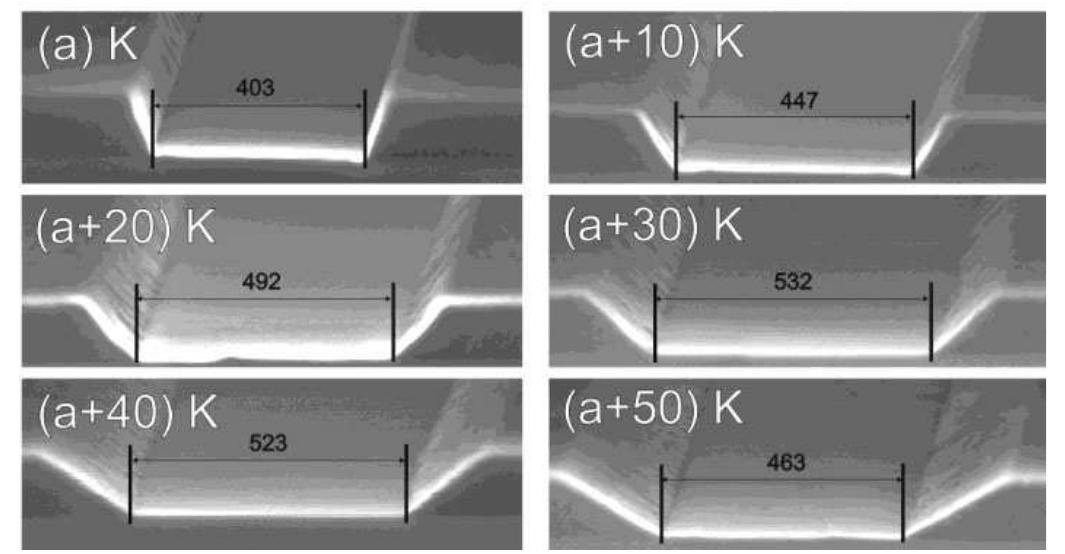 - cross-section: transferred structures with 50 % over etch