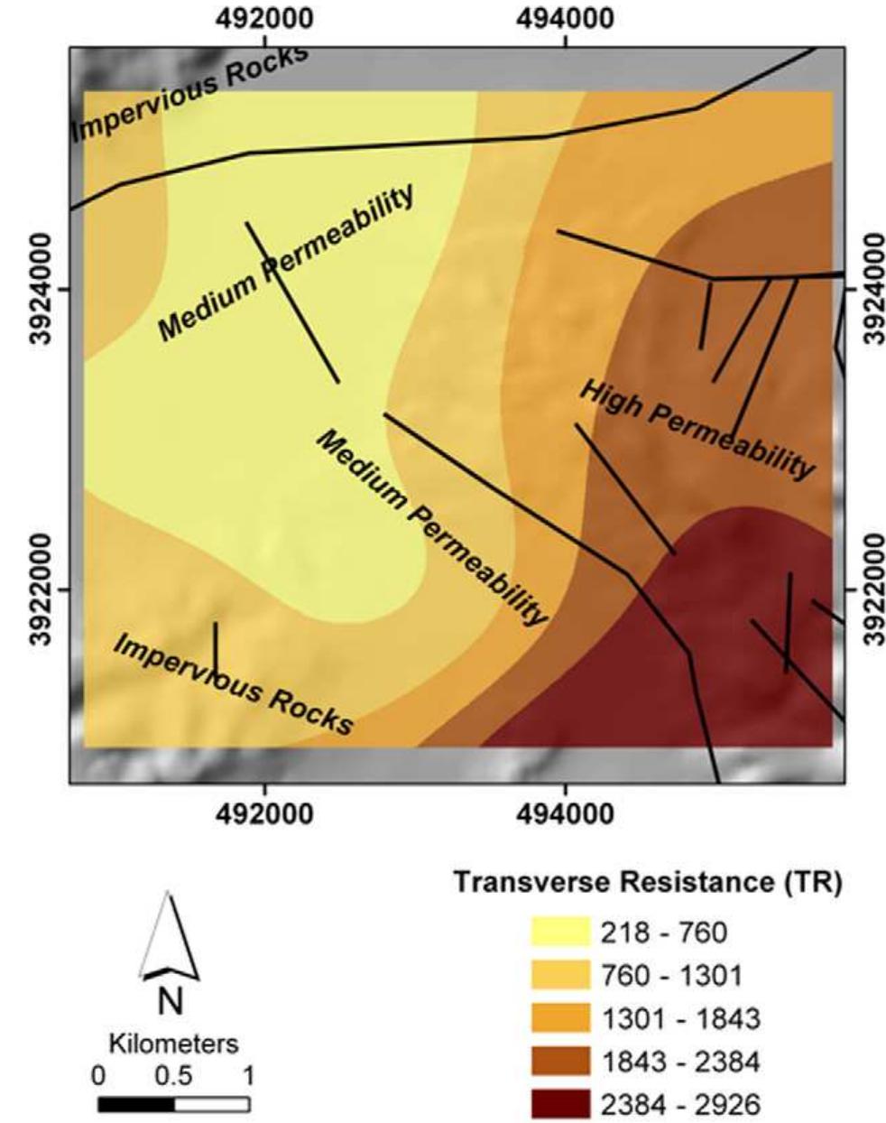 Transverse resistance (tr) map for the keritis basin area