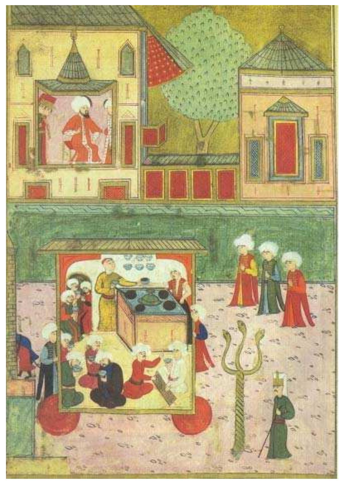 coffeehouse on wheels with clientele sitting inside.  