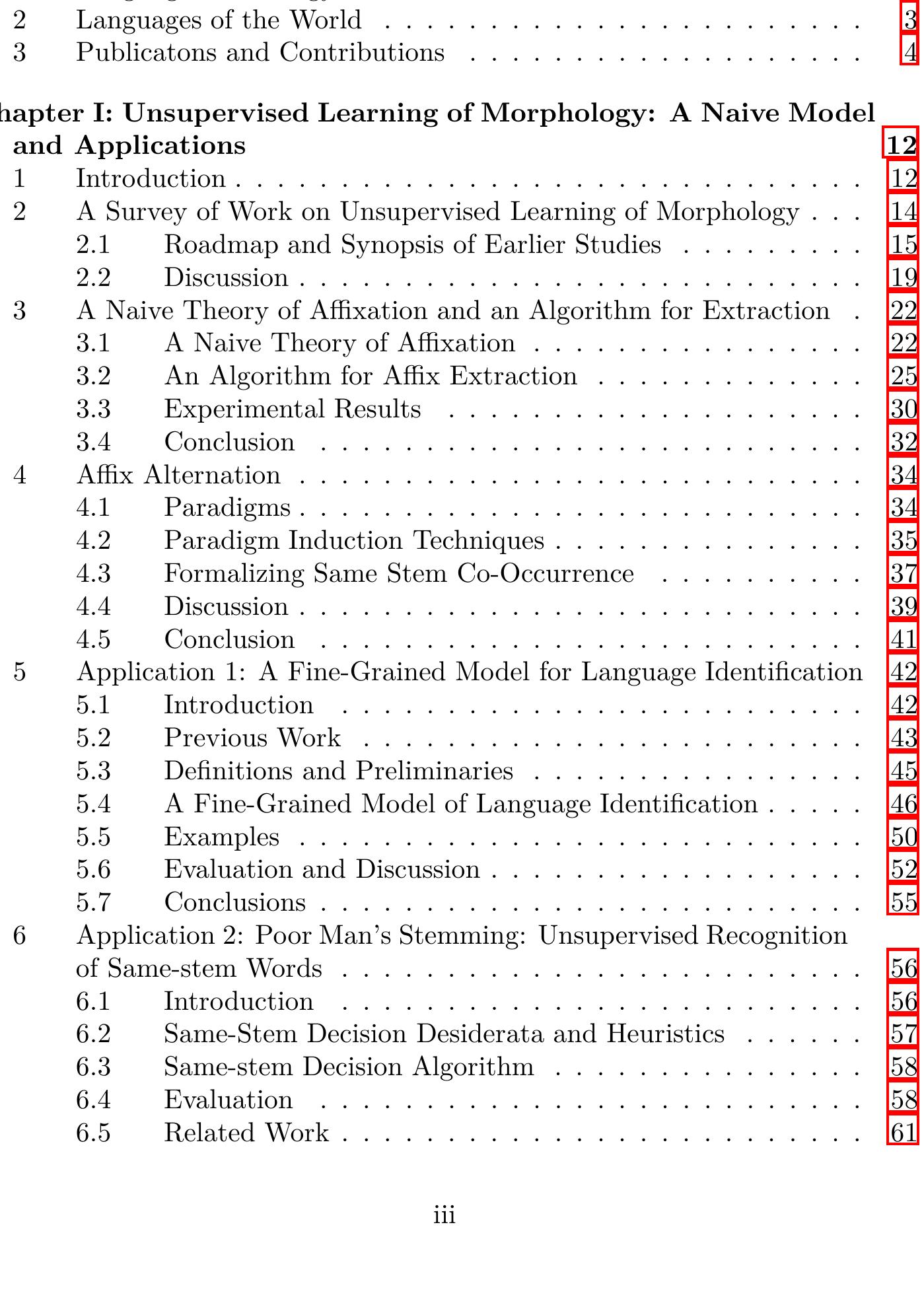 Table 1 - Unsupervised Learning of Morphology and the