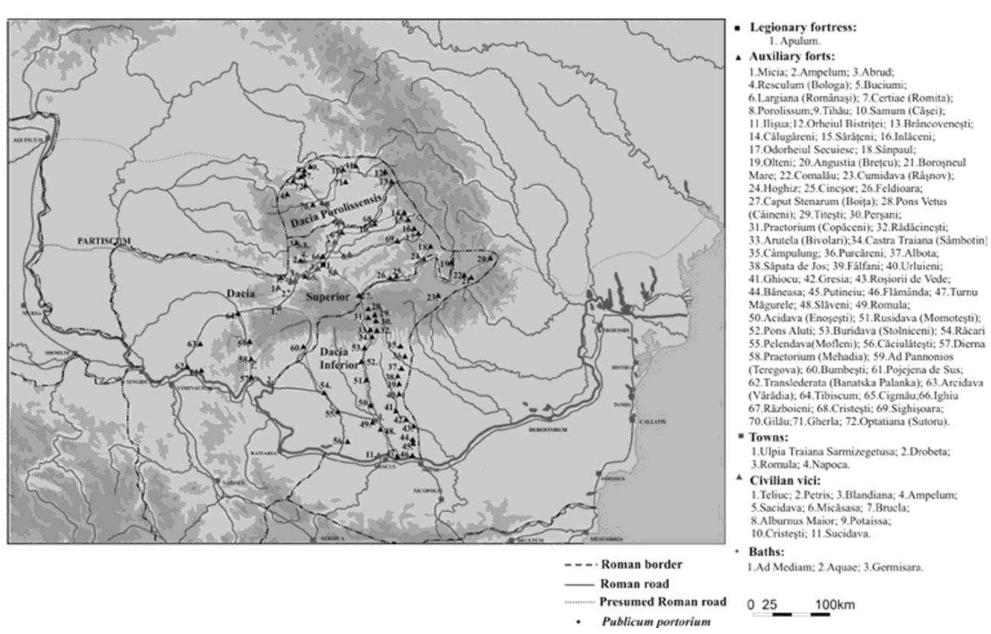 Figure 2. New organization of Hadrian (Dacia Porolissensis, Dacia Superior, Dacia Inferior) 
