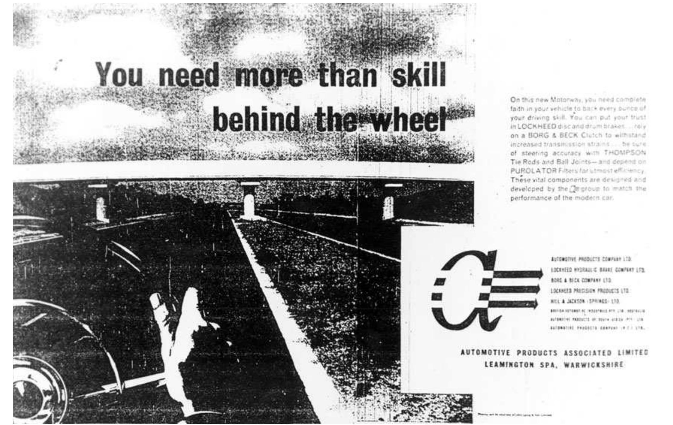 Figure 2: Automotive Products Associated Limited advertisement, 1959. Reproduced by permission of Automotive Produ Group Limited. 