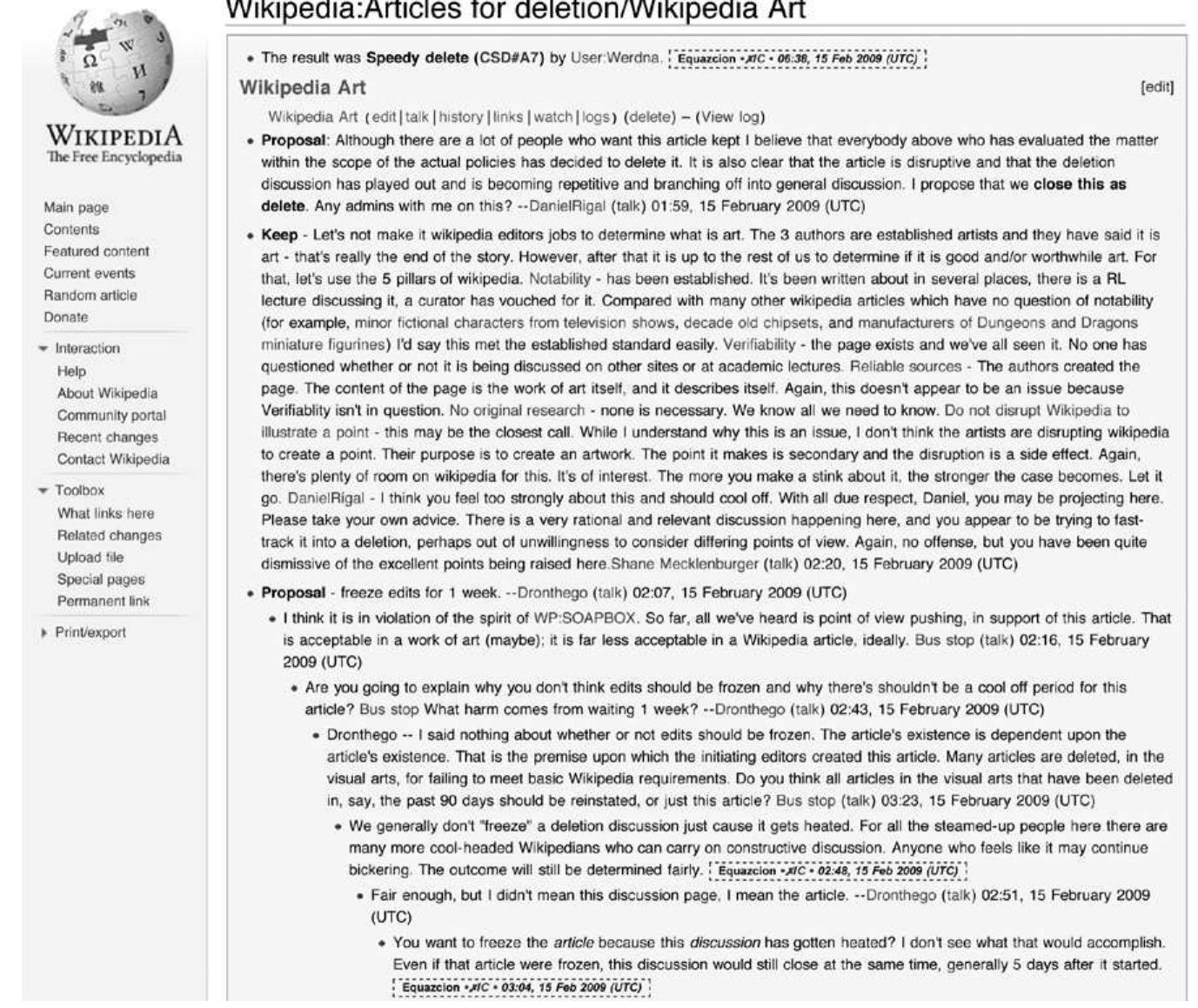 Detail from Wikipedia Art’s Article for Deletion on Wikipedia. 