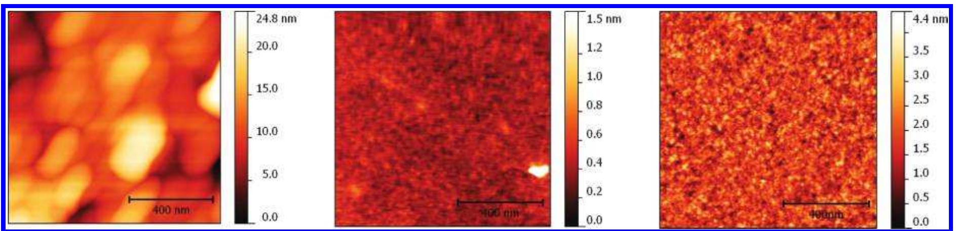 Tapping mode afm images from left to right of type a, b, and