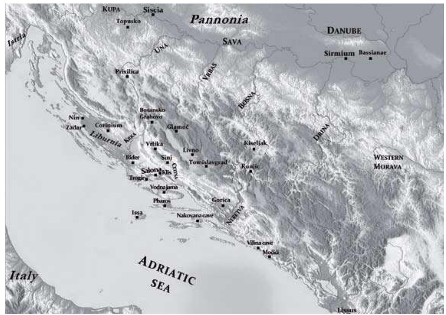 Fig. 1 — Map of Roman Dalmatia with localities mentioned in text (D. Dzino) 