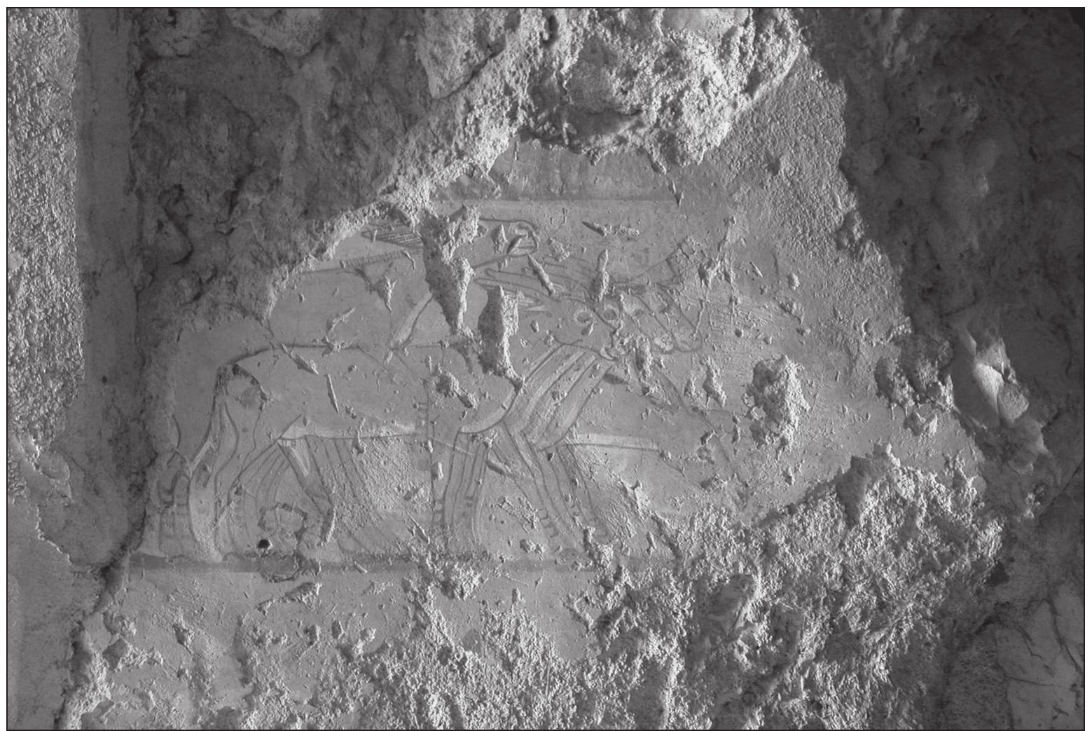 Fig. 6: TT122, Wall between second and third chapels, detail = Corridor, south wall, middle, detail. (Author’s photo) 