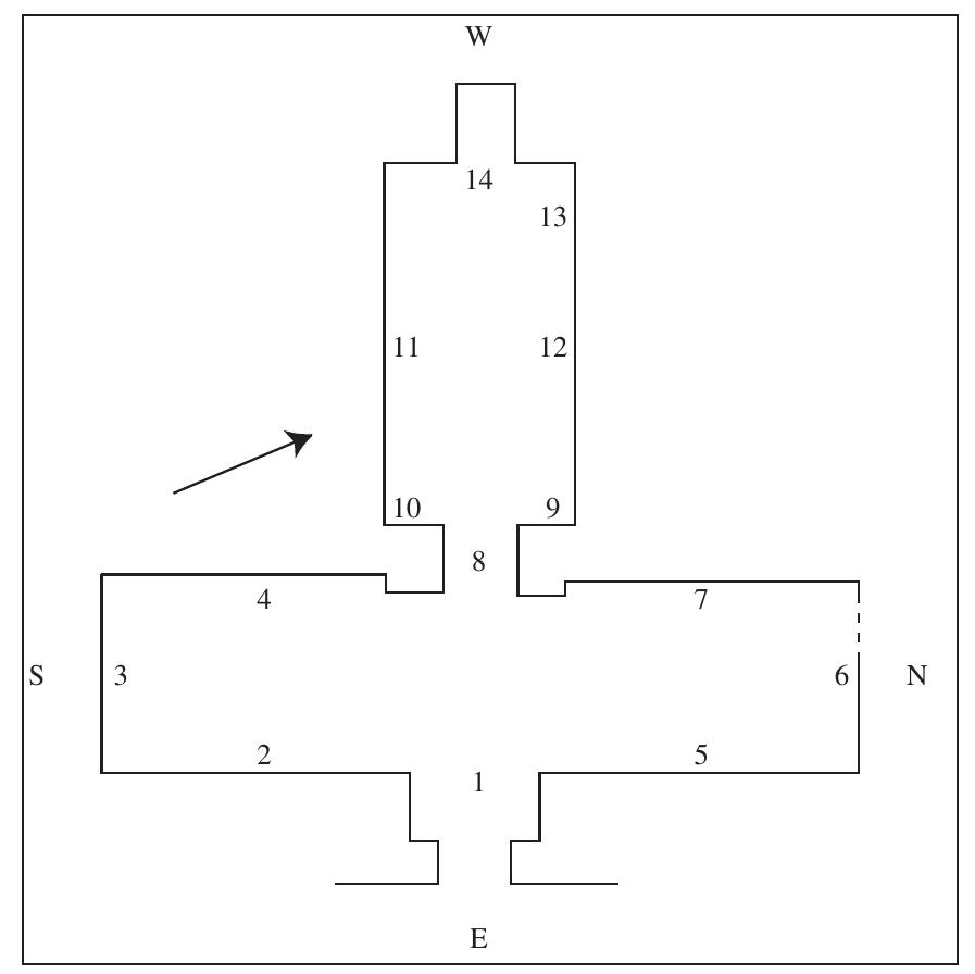 Fig. 1: Plan of Theban Tomb 17. After Porter and Moss 1994: 30. 