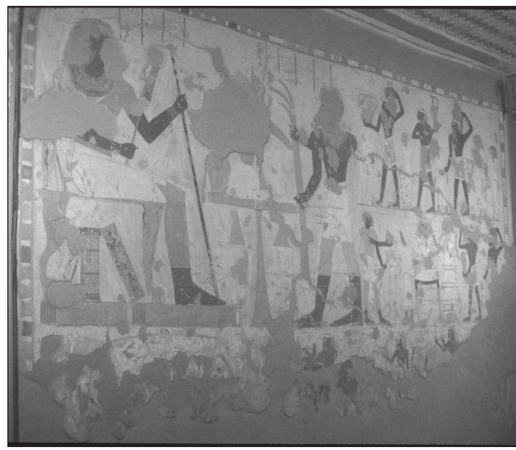 Fig. 2: TT17, north side of the rear (west) wall, transverse-hall, PM(7). (Author's photo) 