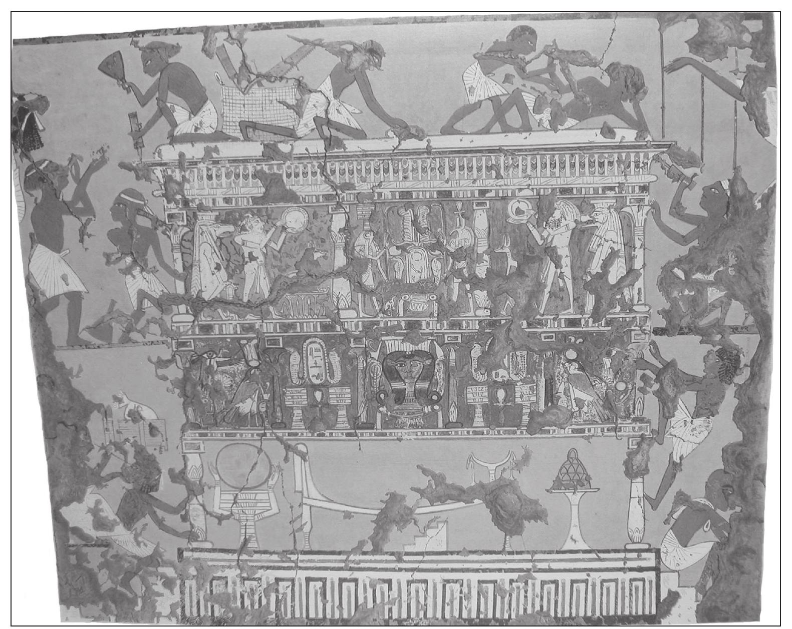 Fig. 10: 11217, detail of the north wall, transverse-hall, PM(6).3. After Davics 1927: pl. xxviii.  The Life and Career of Nebamun, the Physician of the King in Thebes  