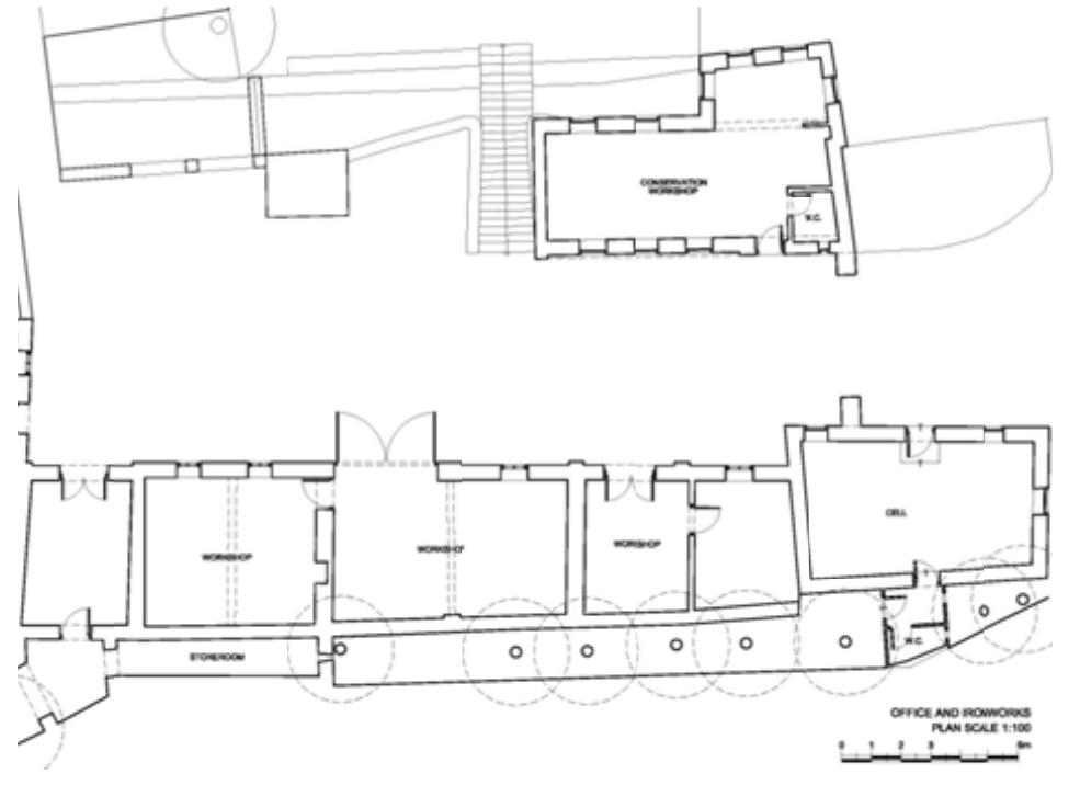 Workshop Ramp Plan 101 plan of the workshops and the office building that are