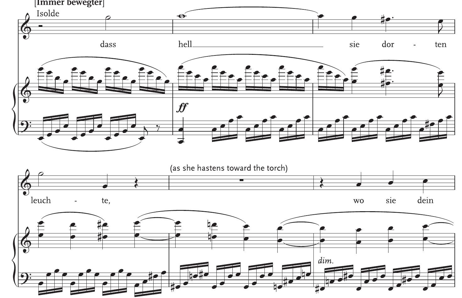Example 1 Wagner, Tristan and Isolde, act 2, scene 1, “Dafs hell sie dorte leuchte.” 