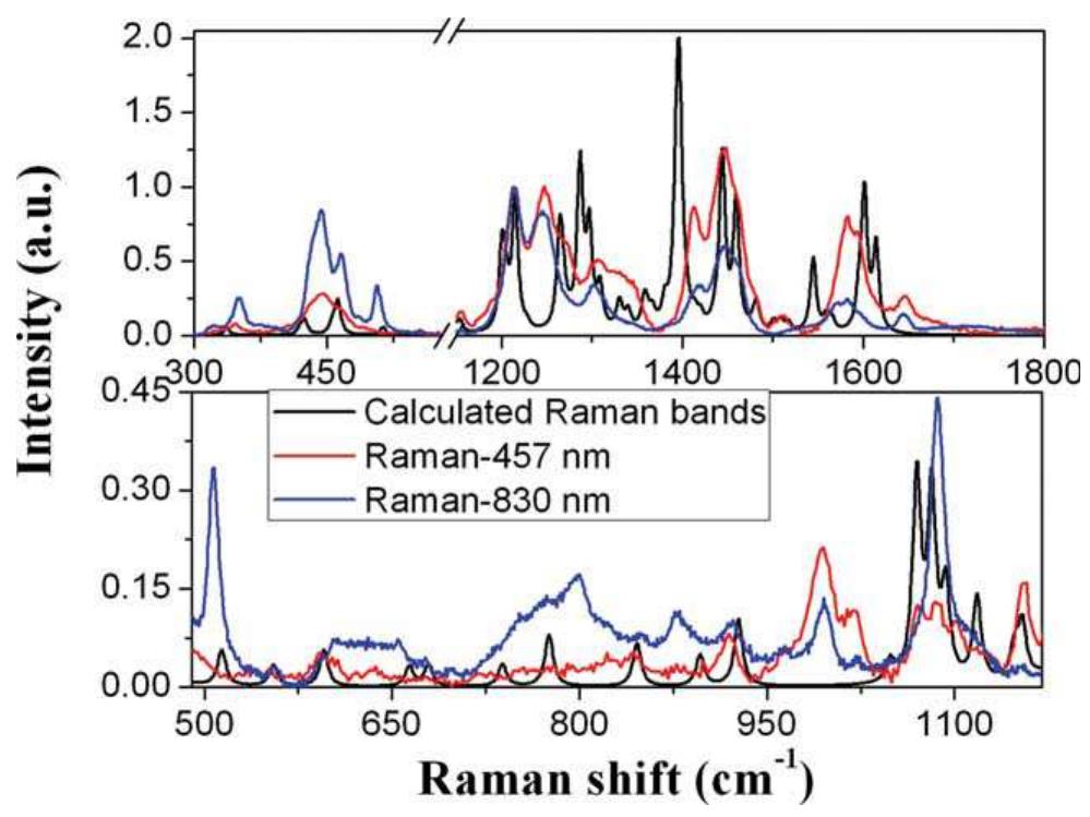 Comparison of experimental raman spectra of doxo excited by
