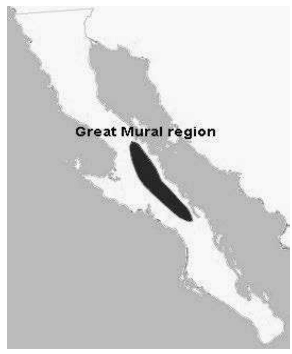 Figure 1. The Peninsula of Baja California and the Great Mural region. 