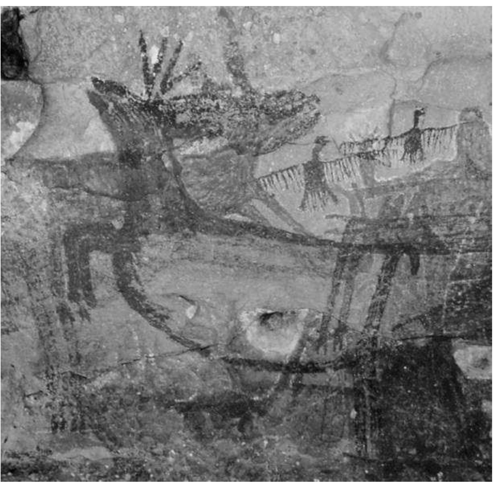 Figure 2. Great Mural Rock Art at Cueva Pintada in Sierra de San Francisco. (Photo R. Vifias). 