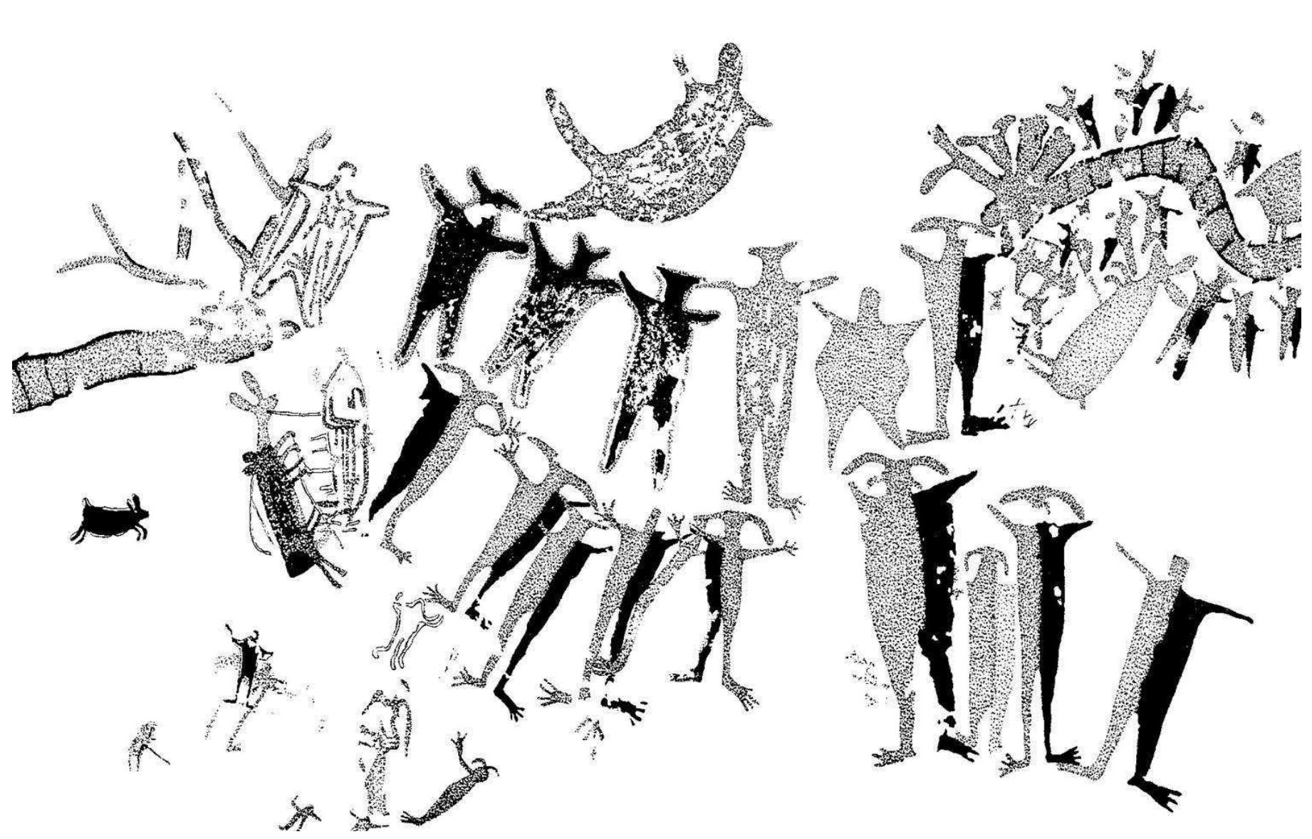 Figure 10. Detail of the central scene showing the two horned serpents. 