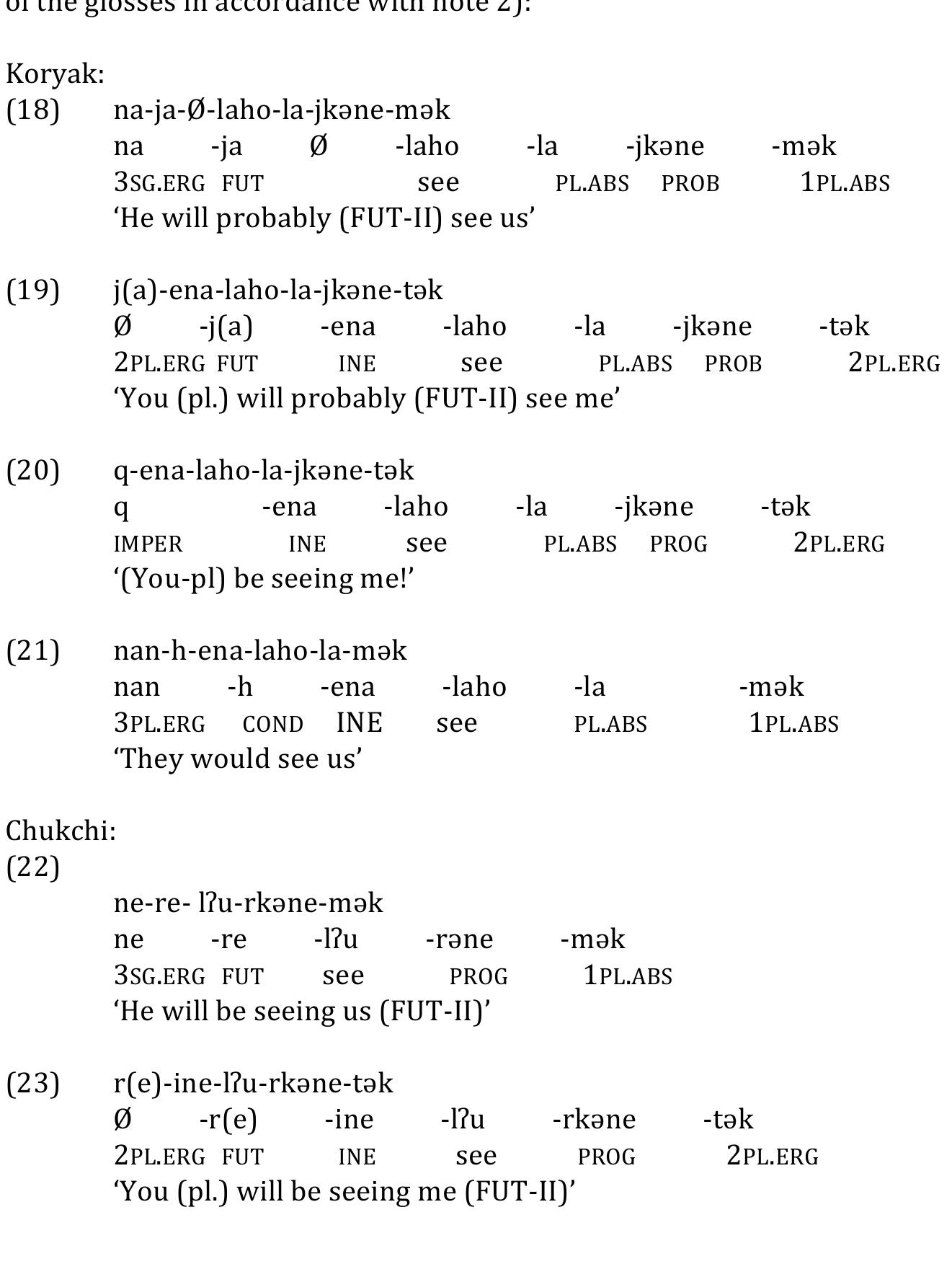 Koryak Language Example (PDF) Syntax as an exponent of morphological features