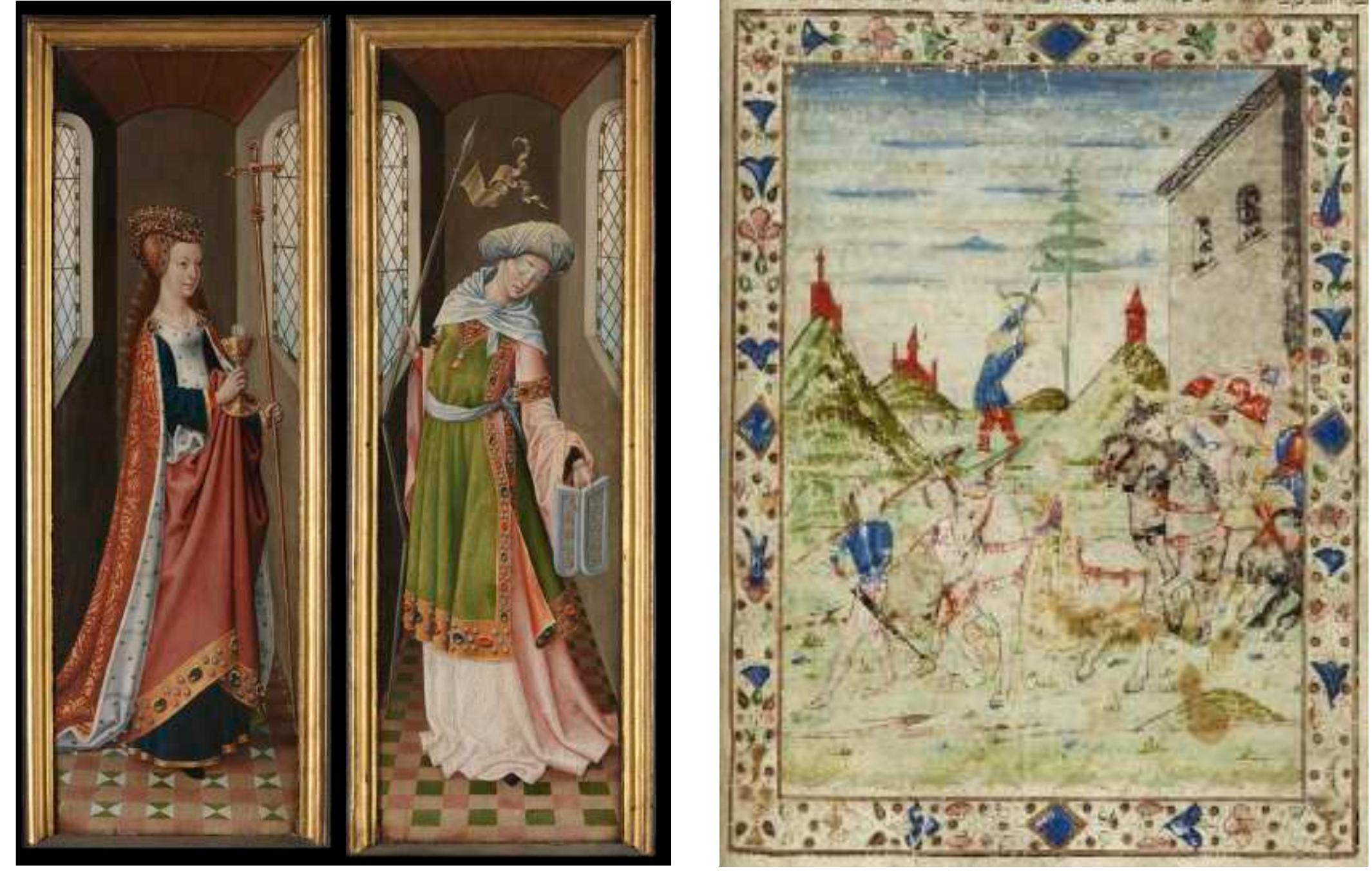 and marriage poetry and art of the manuscript’s place and date, this tree is clearly a refer-  FIGURE OO Ecclesia and Synagoga, Master of th St. Ursula Legend, Flemish, before  1482, Bruges, Groeningemuseum  ence to the bride’s fertility, just as the hunted bird refers to the capture of her virginity.°  Christian typology proclaimed Jesus to be the crowning blossom of the root of Jesse. To the Christian mind Jesus was the ultimate flowering of the divine promise. But Jews saw the flowering of that promise in their own children; they continued to long for a messiah yet to come from among their progeny. In their eyes, the wood of the cross upon which Jesus met his death was not the Tree of Life but a barren branch. For them, Jesus represented not the expected “shoot from the stock of Jesse” (Isaiah 11:1) but a “stock sprouting poison weed and wormwood” (Deuteronomy 29:18). Jews did not accept the allegorical leap of Christian theology that made Jesus fertile because he was the generator of salvation; though he represents the denouement of history he produces no physical  offspring. Moses is the active continuer of the Israelite line.  FIGURE 69 BL MS Harley 5686, Mahzor, Italy, late  fifteenth century, fol. 27v 