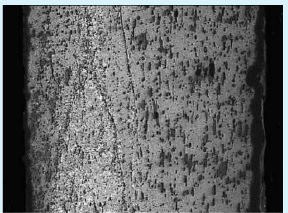 Section through knife blade. the varied texture to the left