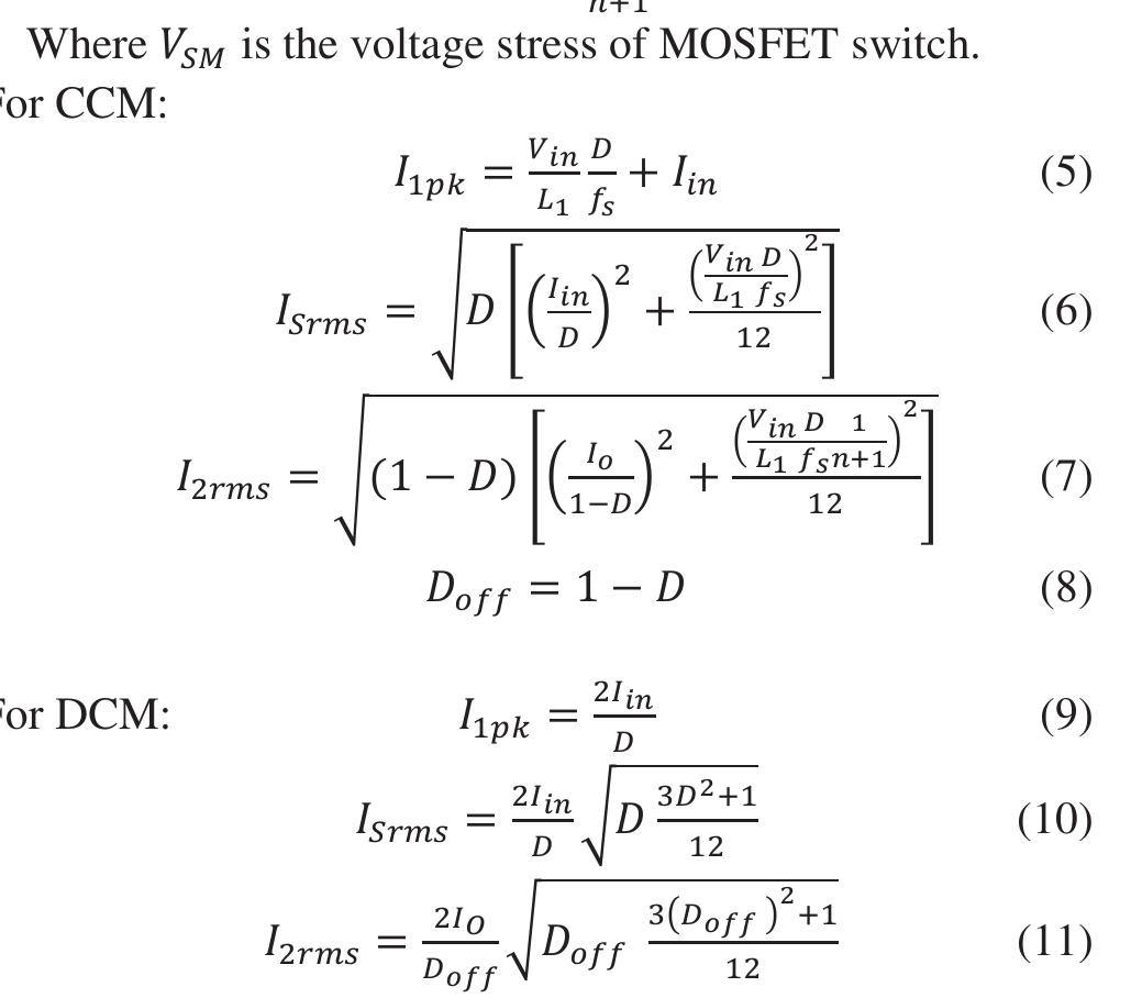 Where is ms represents the rms current of the mosfet switch 