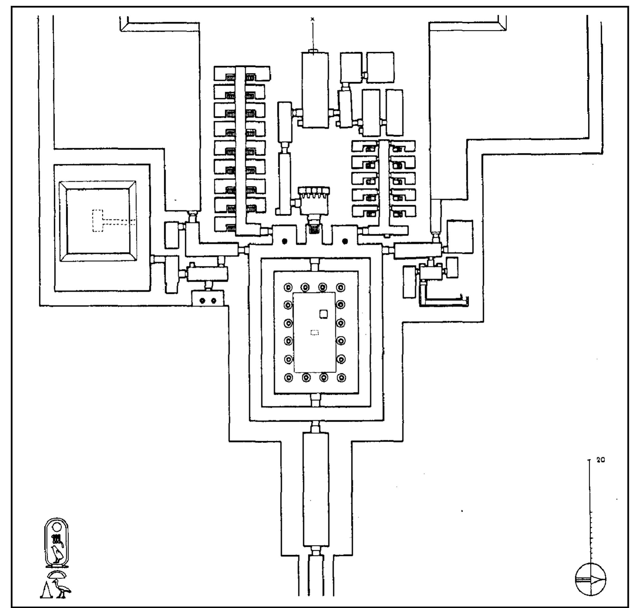 The pyramid temple of teti at saqqara. drawing by dieter