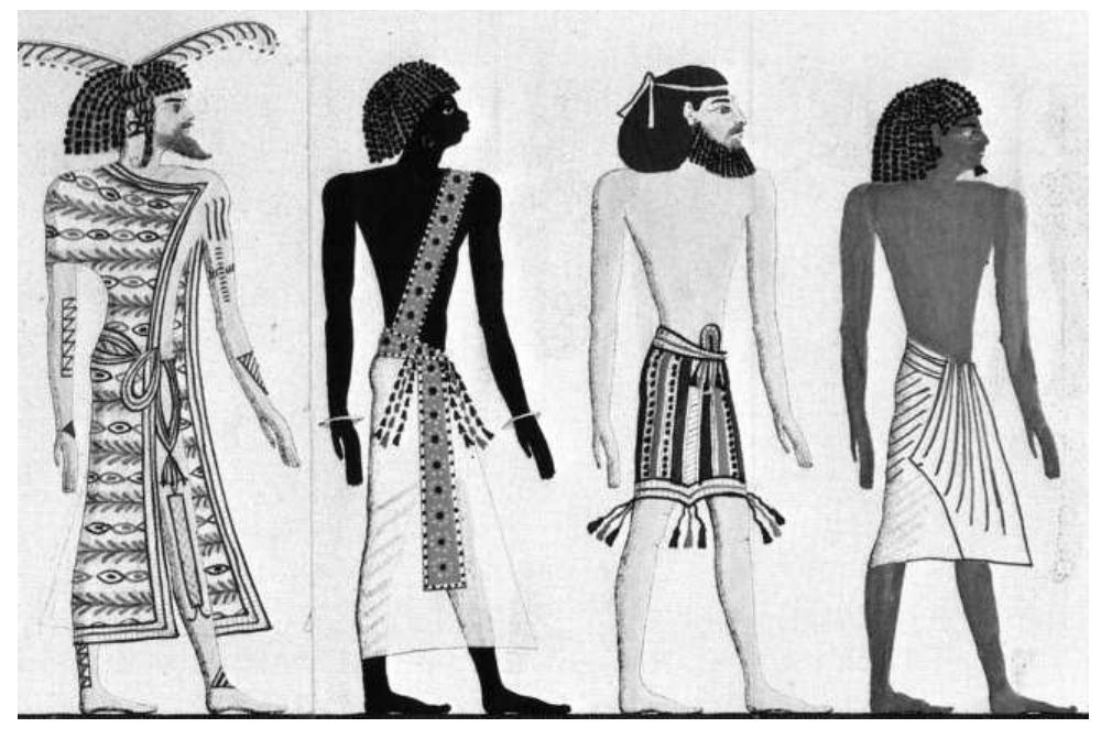 Seti Draw Drawing from tomb of seti i depicting a libyan, a nubian, an