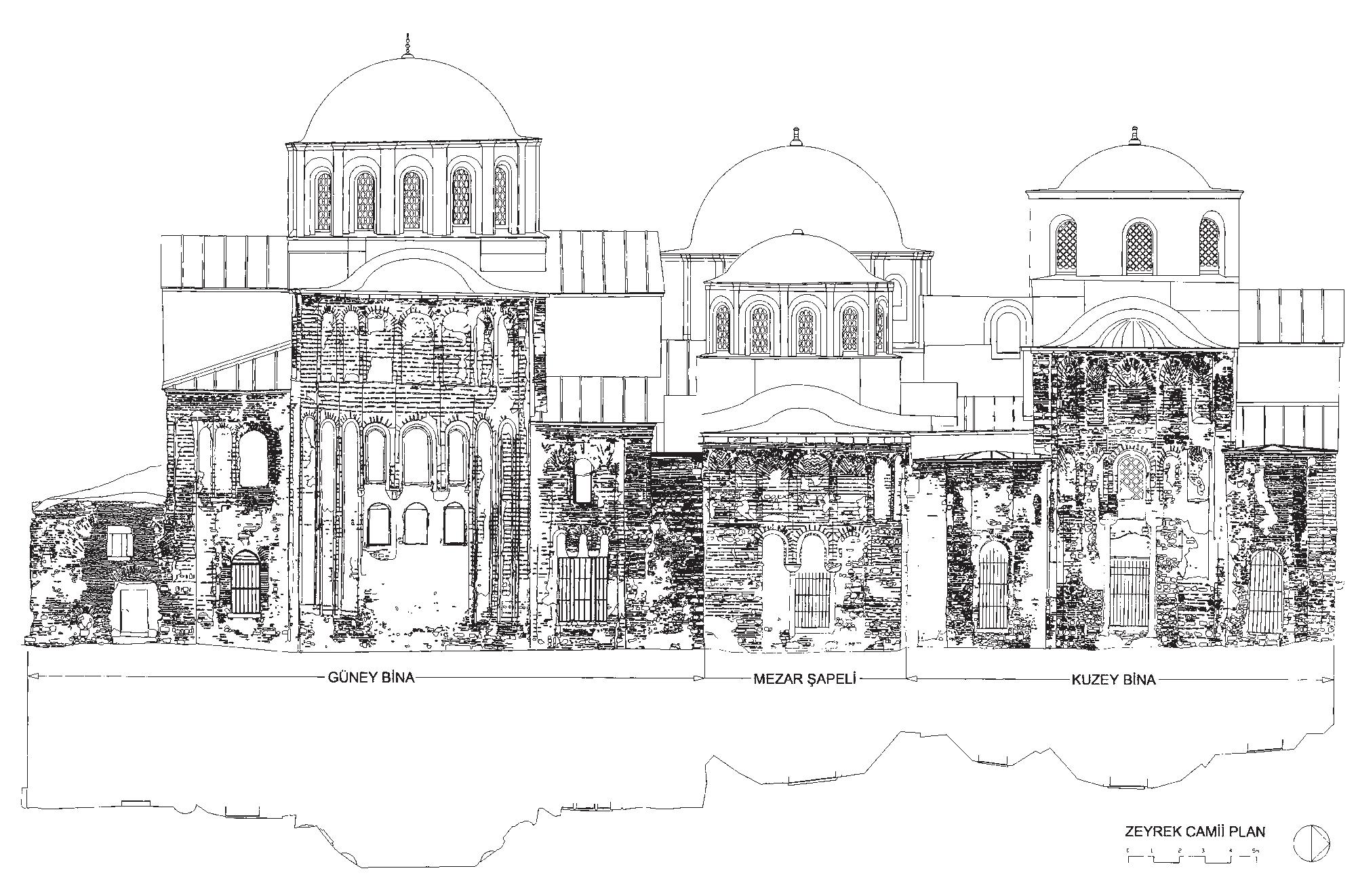 Zeyrek camii, measured drawing of east fagades (2003, z. and