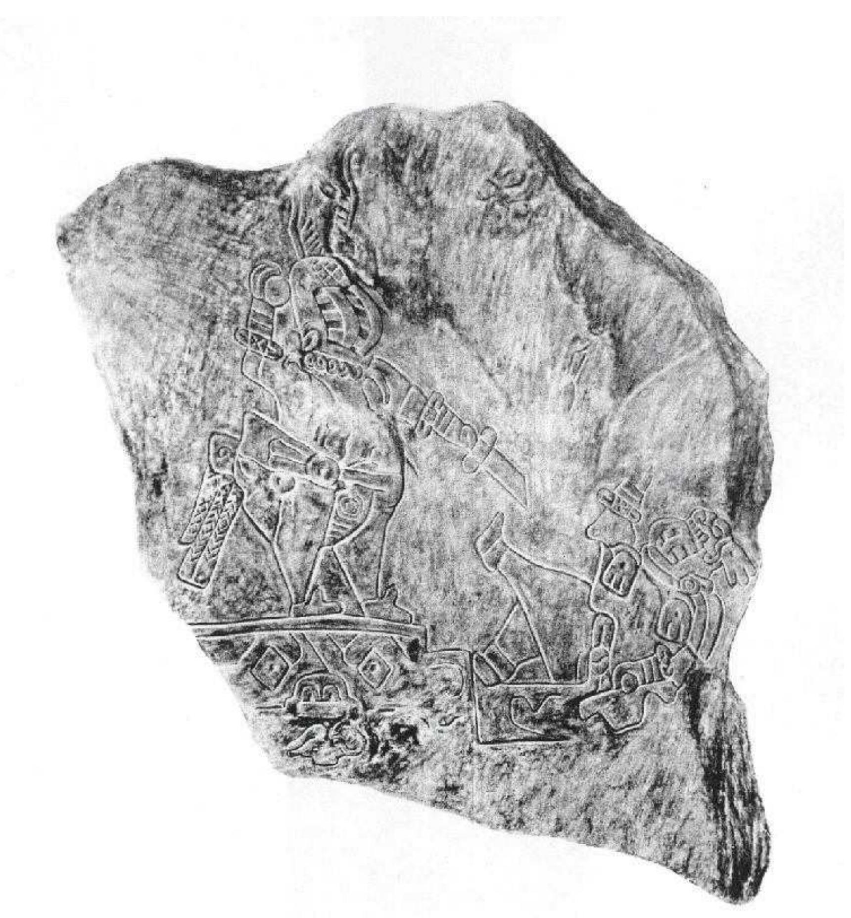 Figure 2. Stone 5 (or ‘wall of sacrifice’) from C erro Dainzu. (Bernal and Seuffert 1979: fig. 45). 