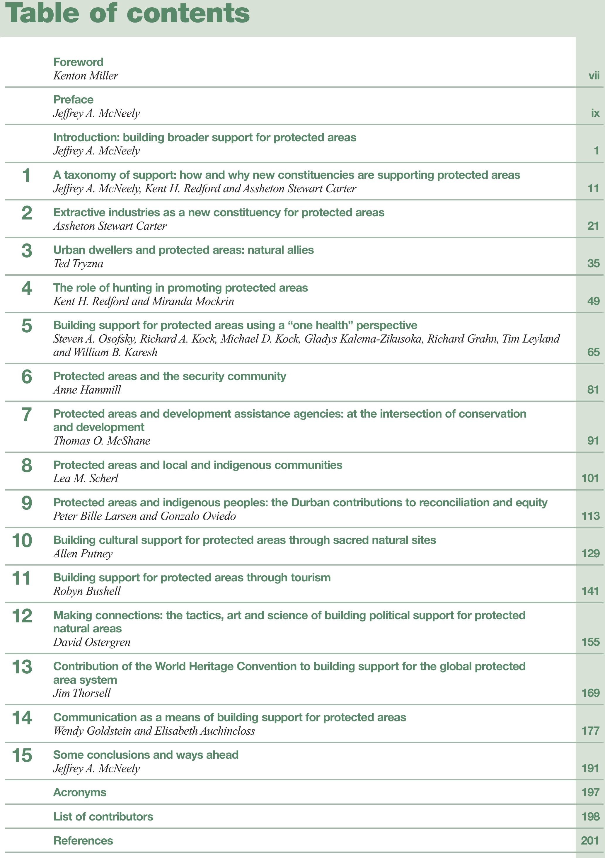 Table 1 - Protected areas and indigenous peoples: the Durban