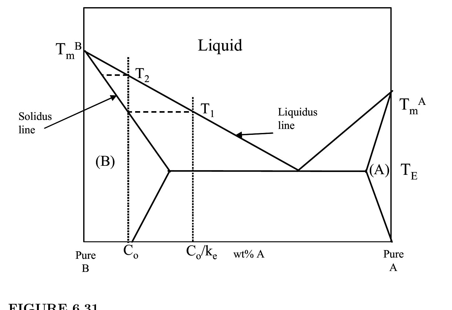 A schematic of a hypothetical phase diagram indicating