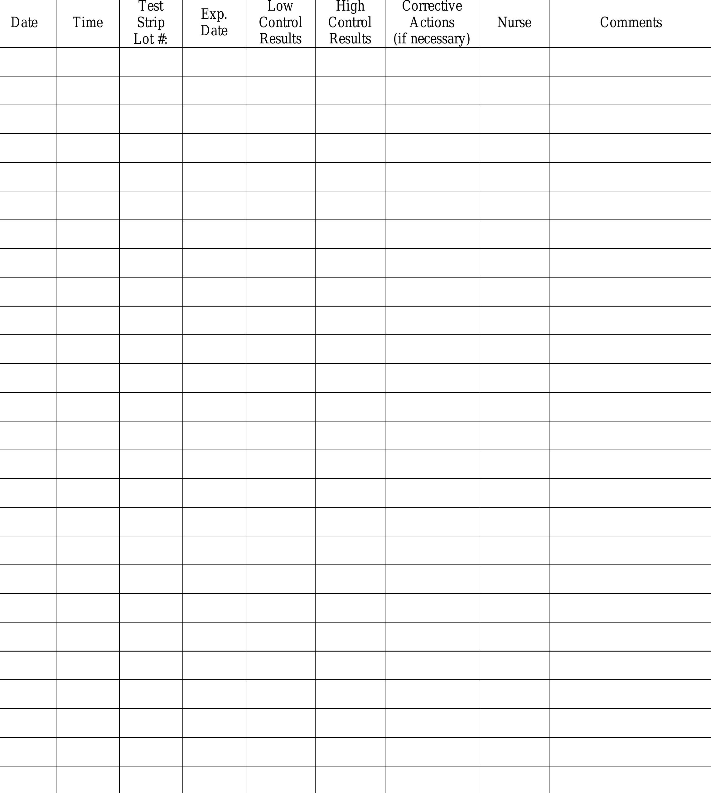 (PDF) Glucometer Calibration &amp; Quality Control Log Date Time Test Strip ...