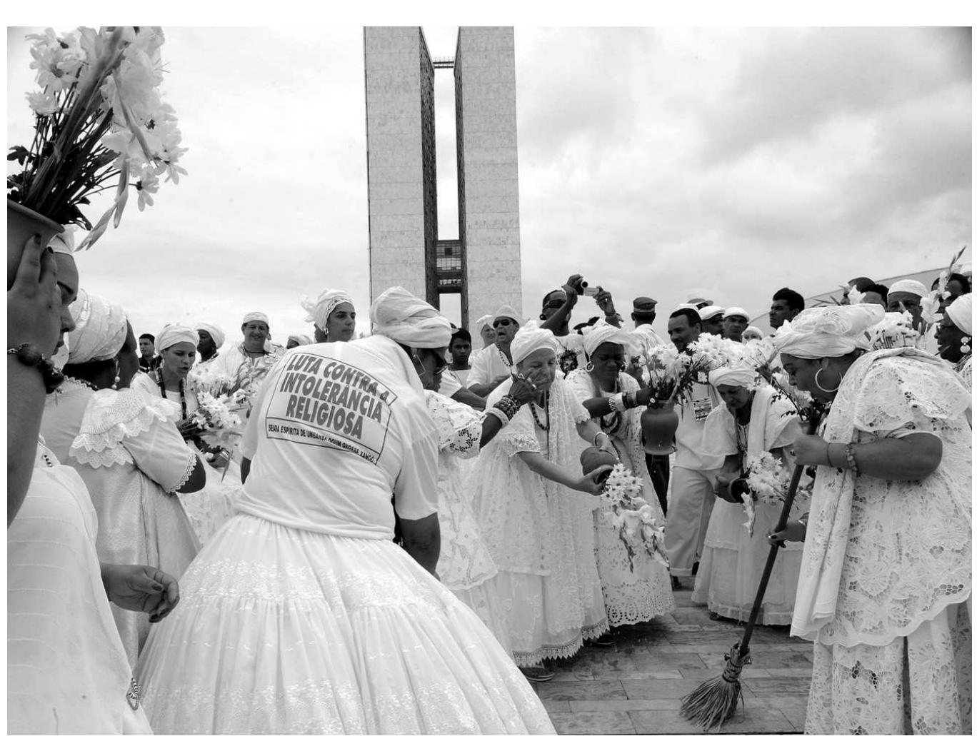Members of the afro-Brazilian religious group, Candomble, protest against religious intolerance in front of the Brazilian congress in Brasilia, September 23, 2009. (Photo  by Corbis.) 