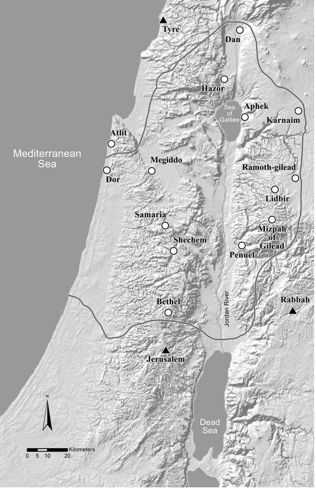 Figure 35. Sites mentioned in chapter 5 in relation to the first half of the eighth century B.C.E. 