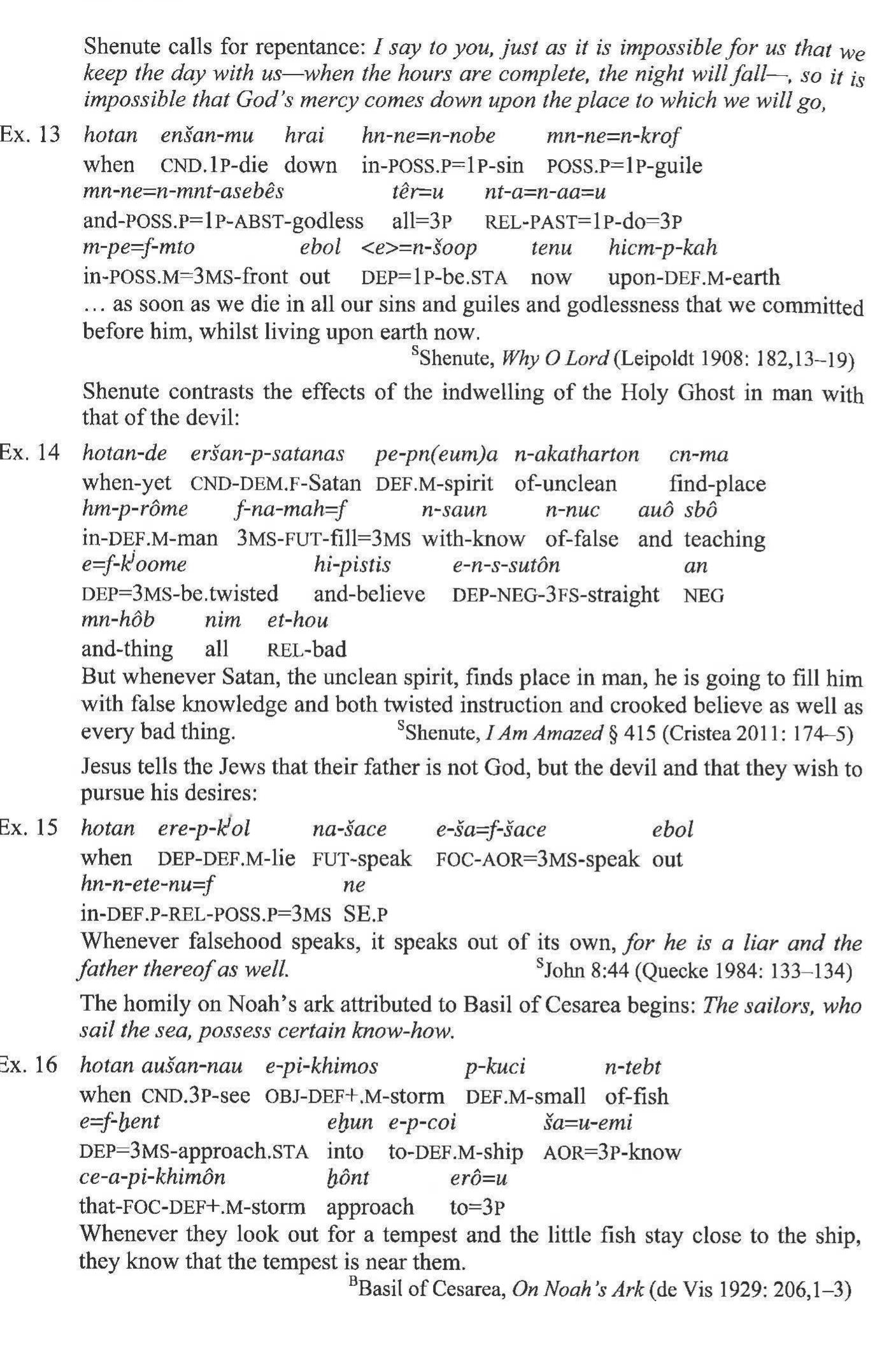 Table 1 - from Greek Connectors in Coptic II