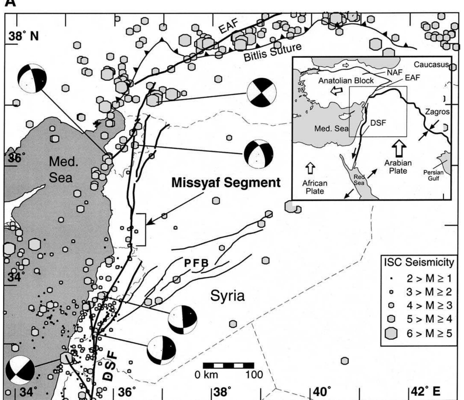 (a) map showing the tectonic setting and instrumental