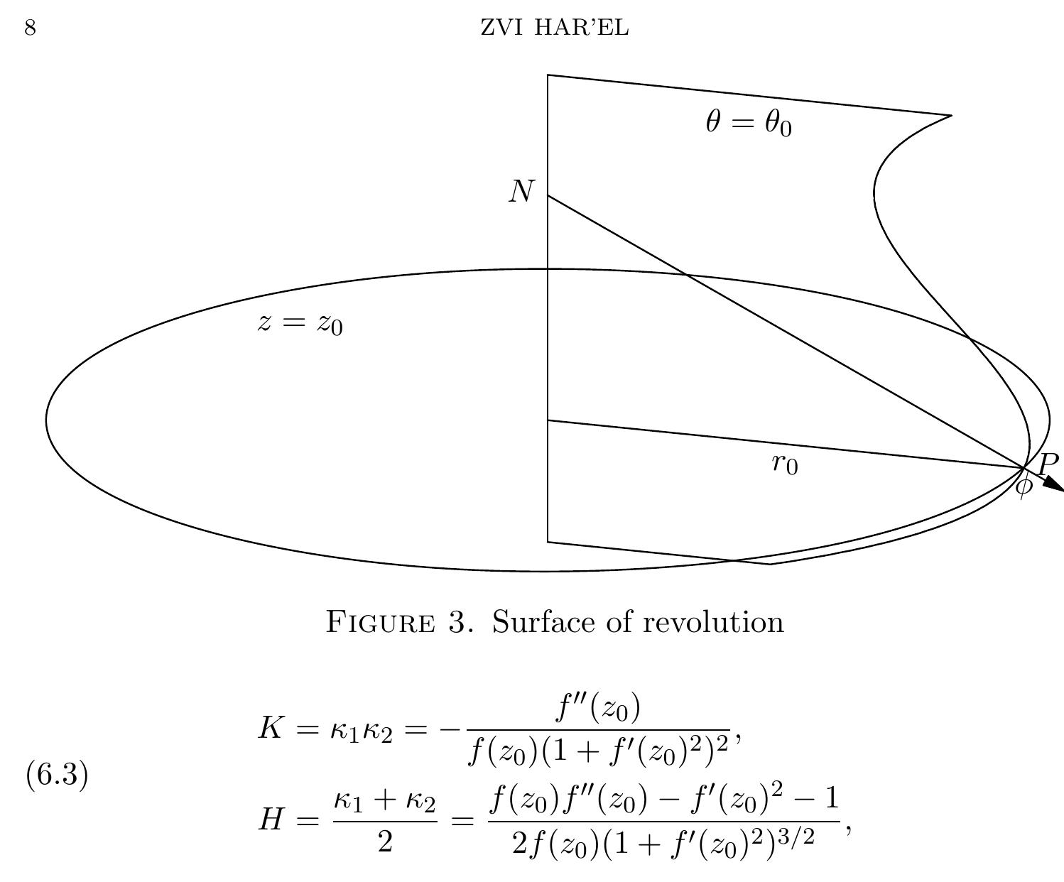 The usual formulas for the gaussian curvature and the mean