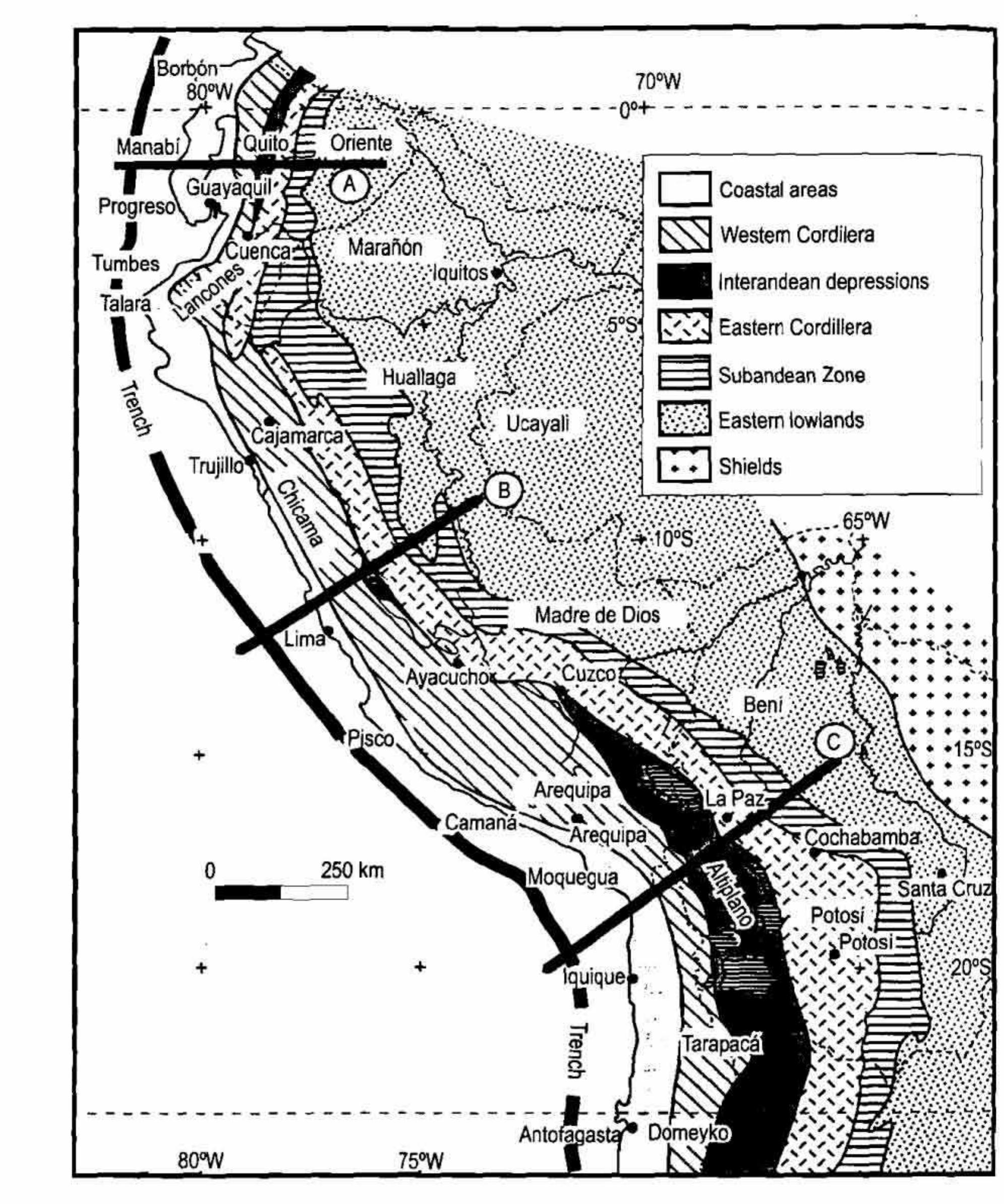 Tectonic evolution of the Andes of Ecuador, Peru, Bolivia and