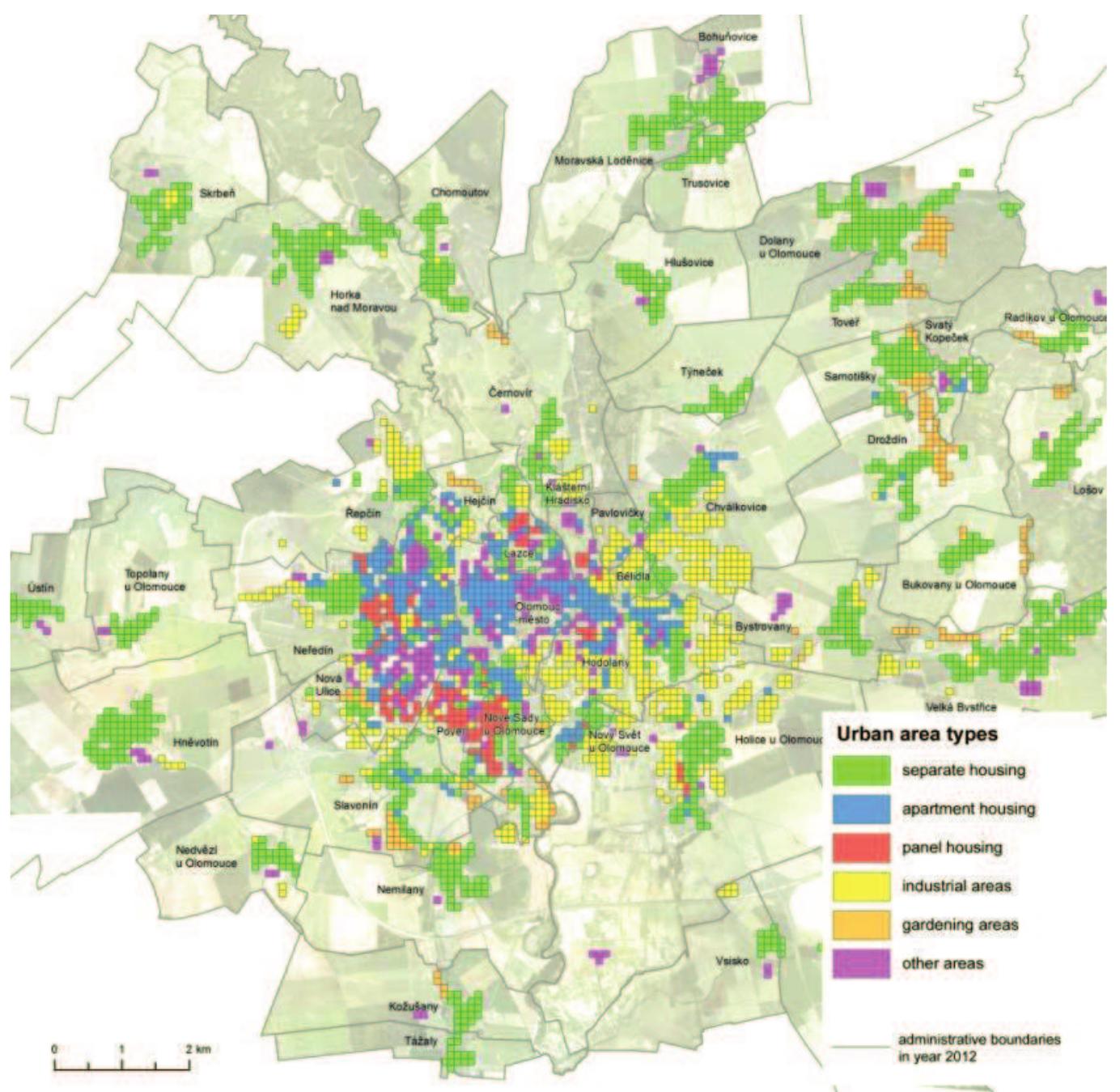 Example of urban area types classification in 2006